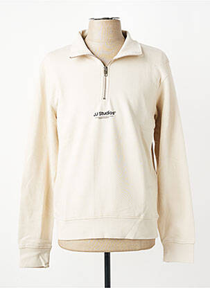 Sweat-shirt stretch manches longues beige JACK & JONES homme
