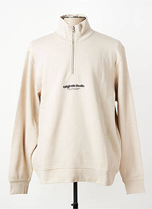 Sweat-shirt stretch manches longues beige JACK & JONES homme
