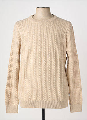 Pull tissage chiné manches longues beige JACK & JONES homme