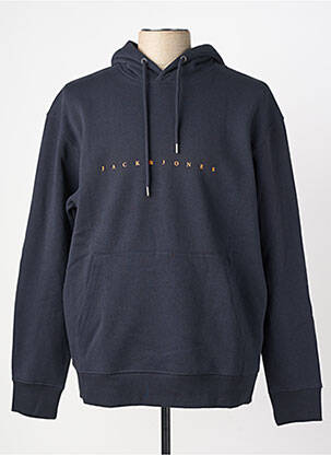 Sweat-shirt à capuche poches manches longues bleu JACK & JONES homme