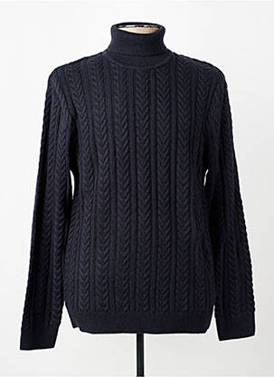 Pull col roulé stretch manches longues bleu JACK & JONES homme