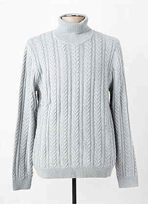 Pull col roulé stretch manches longues gris JACK & JONES homme