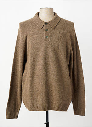 Pull col polo manches longues marron JACK & JONES homme