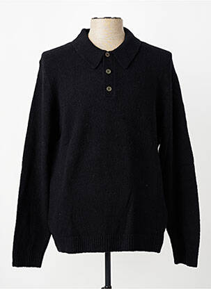 Pull col polo manches longues noir JACK & JONES homme