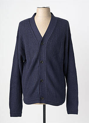 Gilet manches longues col v bleu JACK & JONES homme