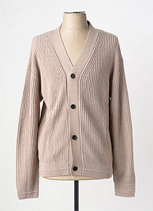 Gilet manches longues col v beige JACK & JONES homme