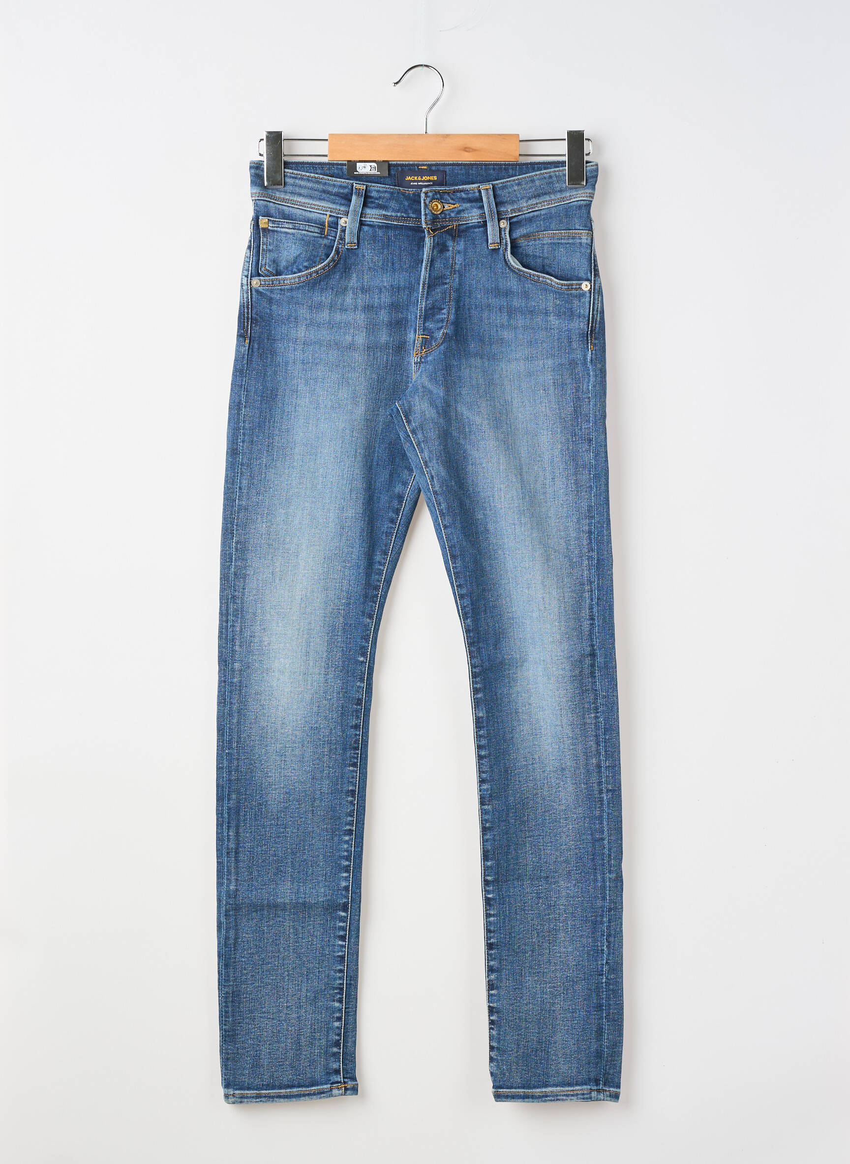 Jeans coupe slim fermeture boutonnée sur le devant taille normale bleu JACK & JONES homme