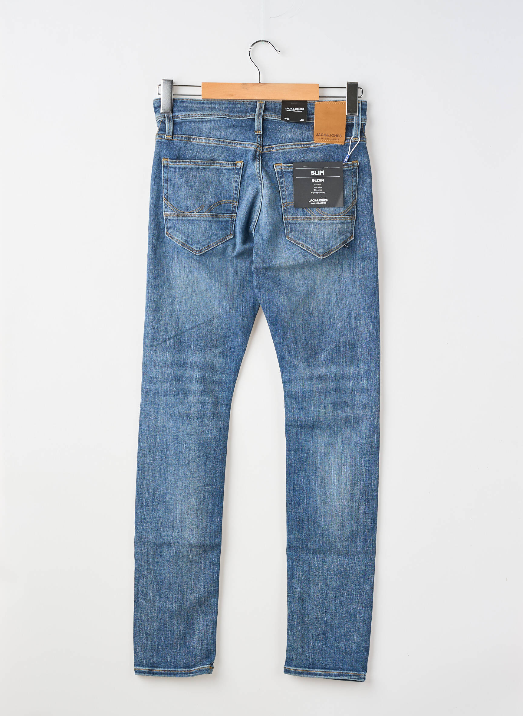 Jeans coupe slim fermeture boutonnée sur le devant taille normale bleu JACK & JONES homme
