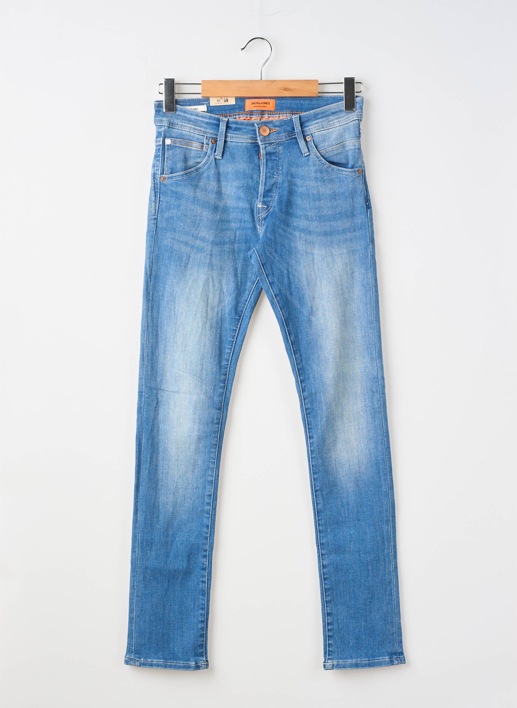 Jeans coupe slim fermeture boutonnée sur le devant taille normale bleu JACK & JONES homme