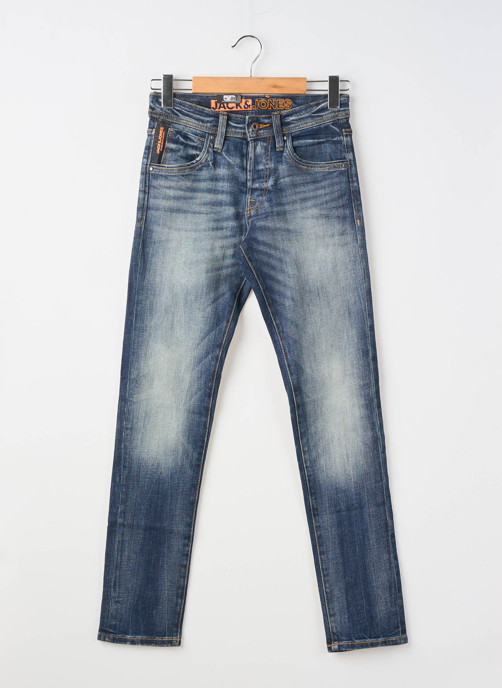 Jeans coupe slim fermeture boutonnée sur le devant taille normale bleu JACK & JONES homme