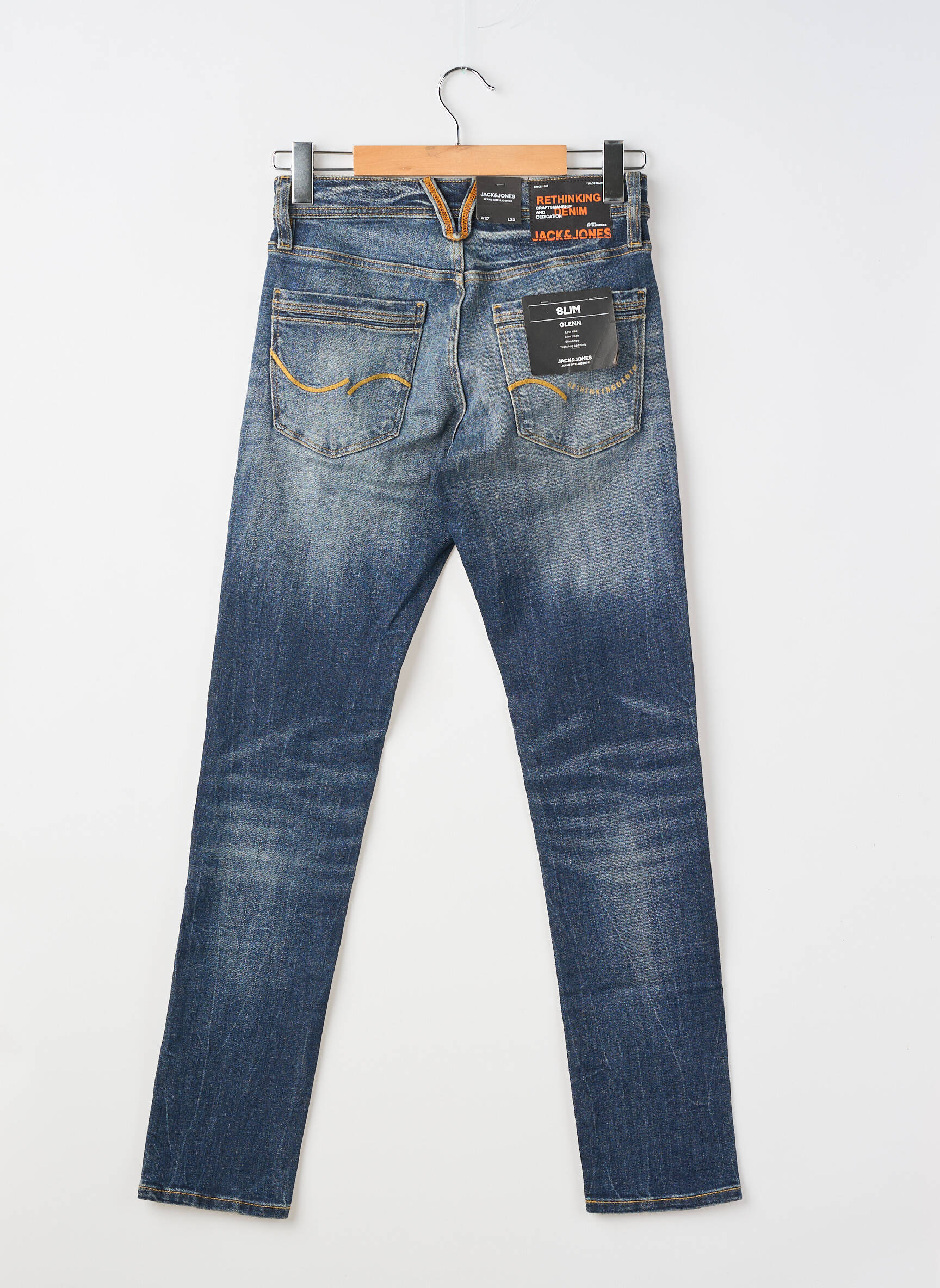 Jeans coupe slim fermeture boutonnée sur le devant taille normale bleu JACK & JONES homme