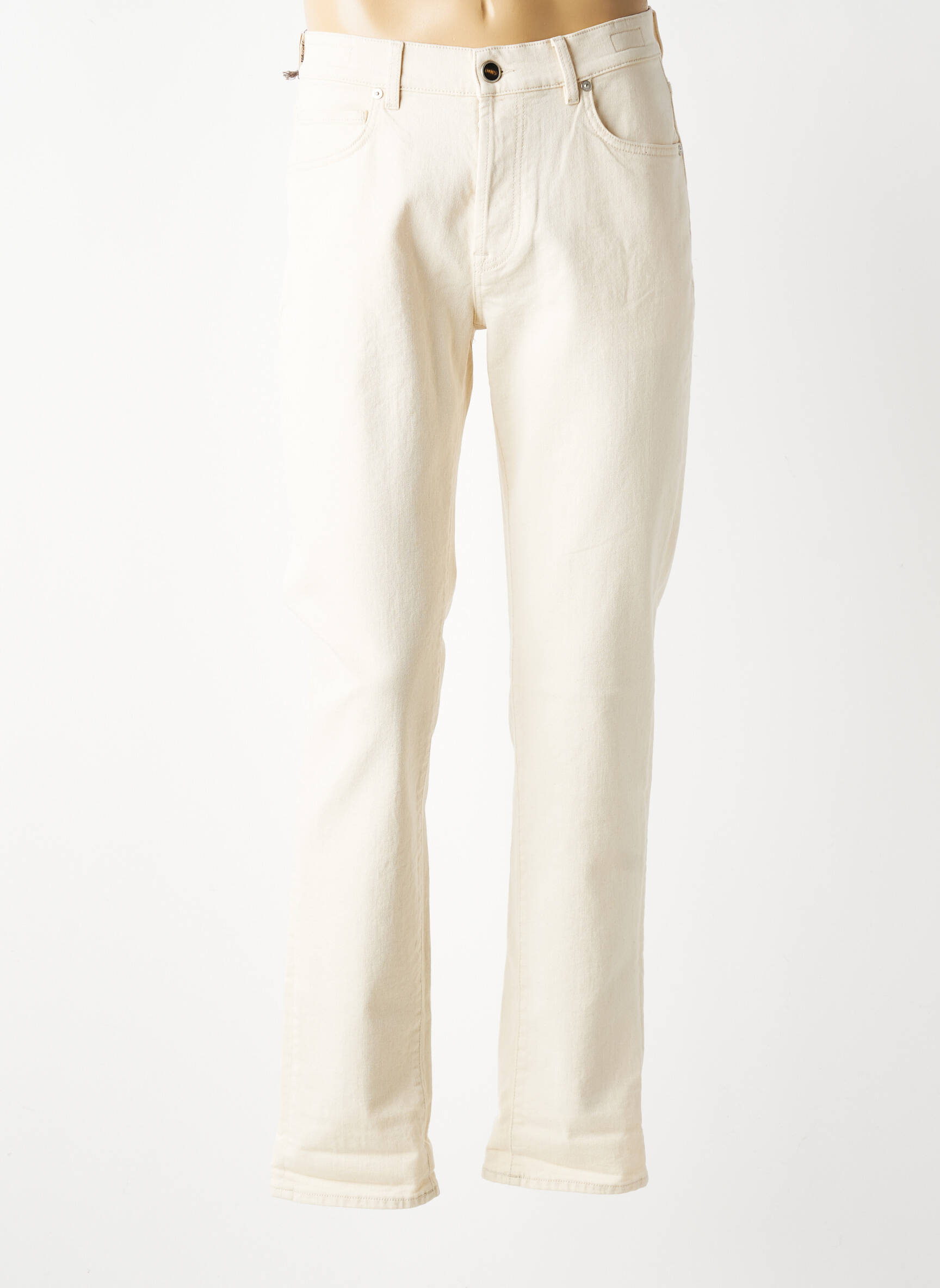 Jeans coupe slim fermeture boutonnée sur le devant taille normale beige BARMAS homme