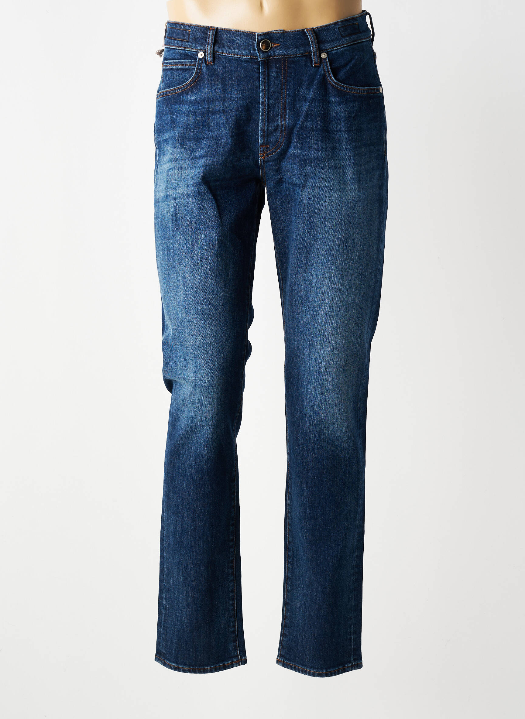 Jeans coupe slim fermeture boutonnée sur le devant taille normale bleu BARMAS homme
