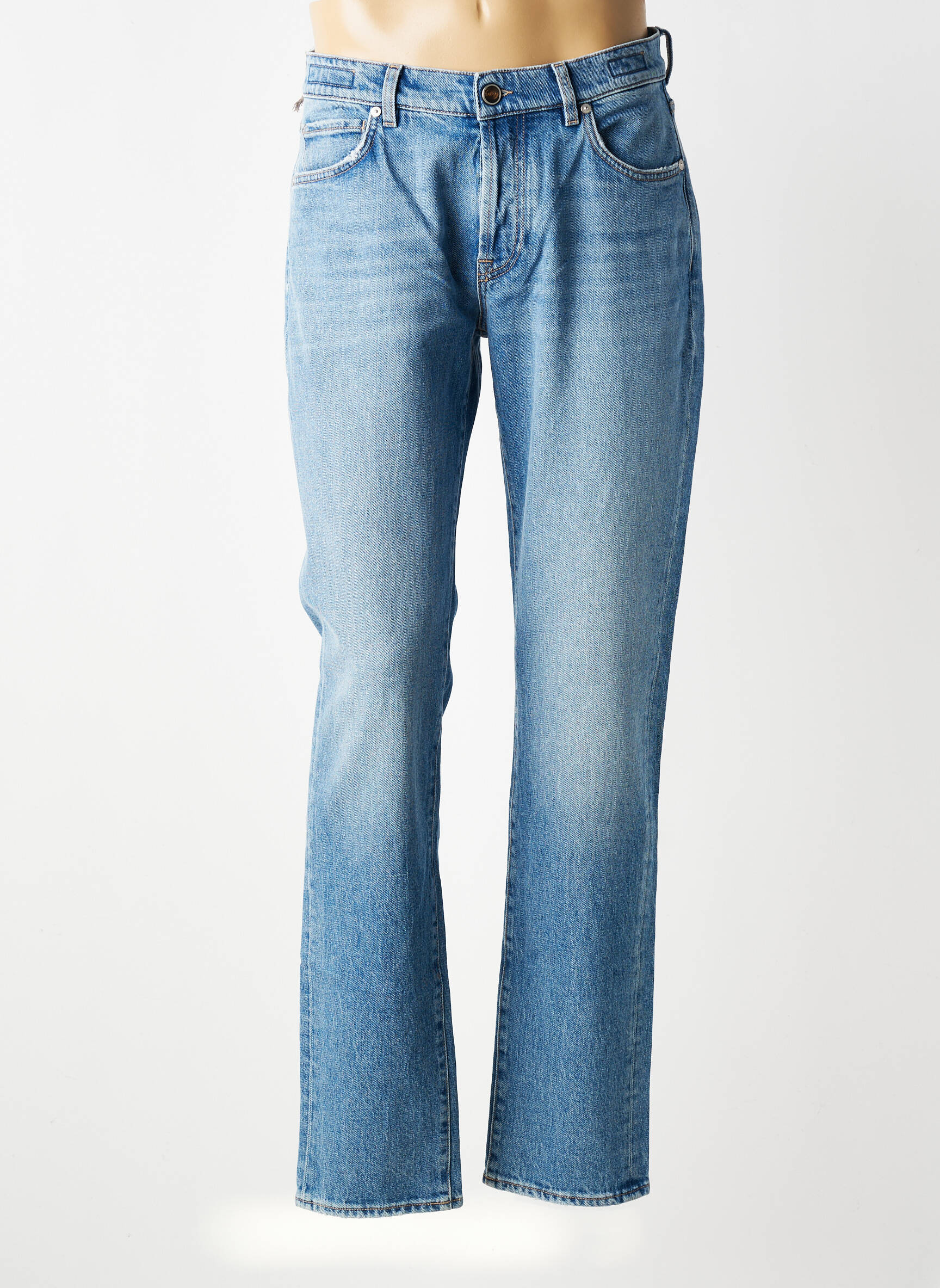Jeans coupe slim fermeture boutonnée sur le devant taille normale bleu clair BARMAS homme