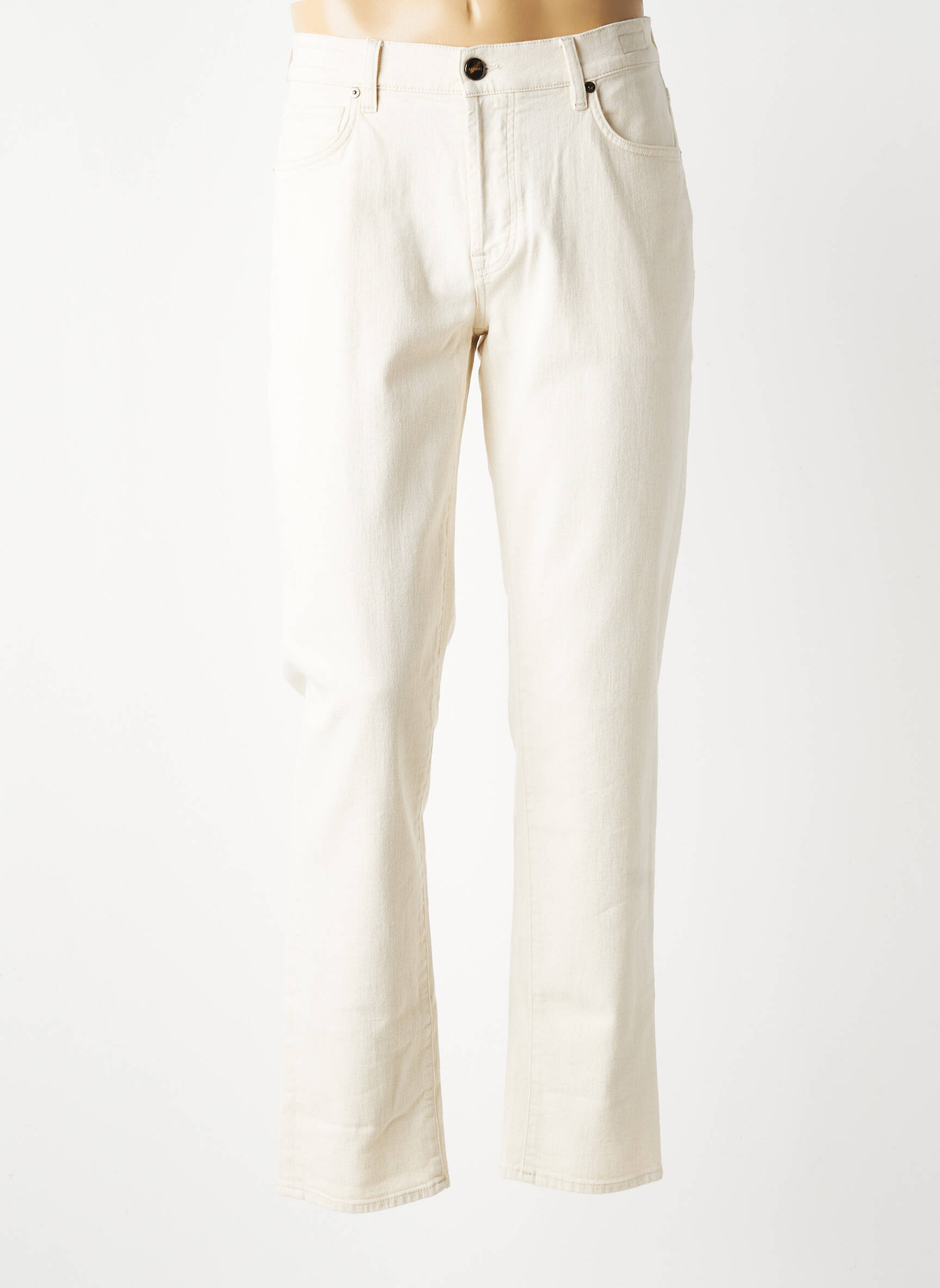 Jeans coupe slim fermeture boutonnée sur le devant taille normale beige BARMAS homme