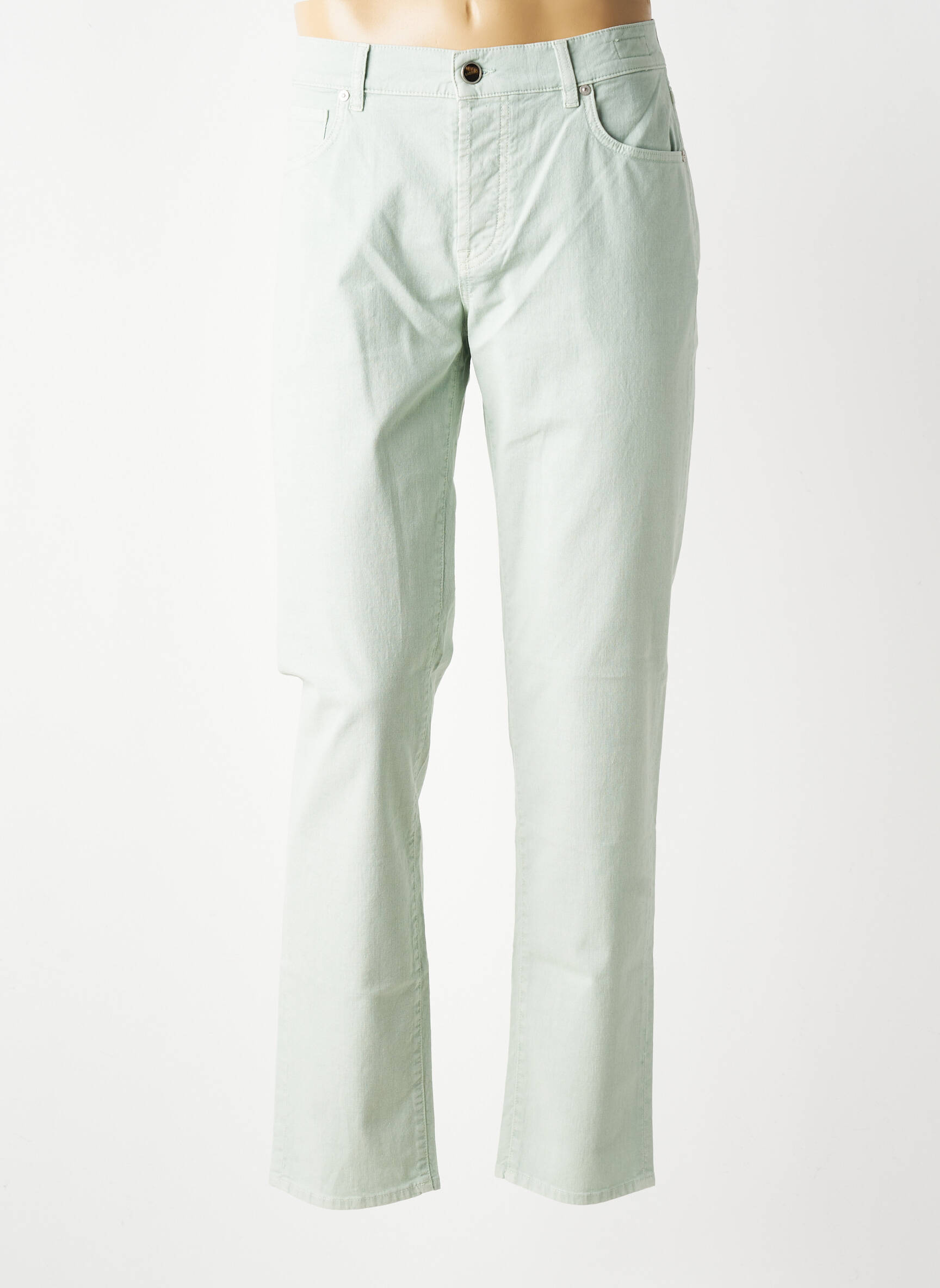Jeans coupe slim fermeture boutonnée sur le devant taille normale vert BARMAS homme