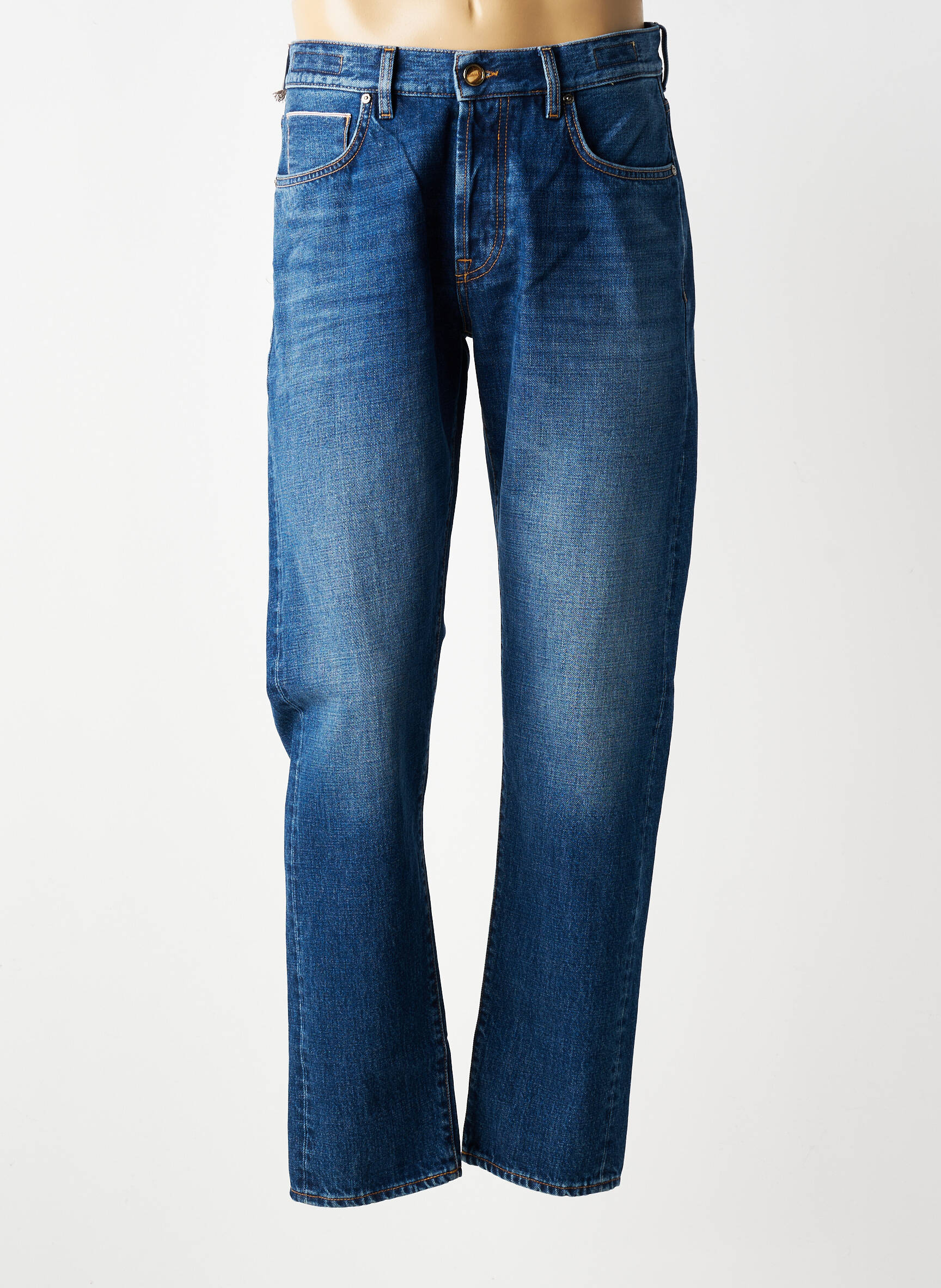 Jeans coupe slim fermeture boutonnée sur le devant taille normale bleu BARMAS homme