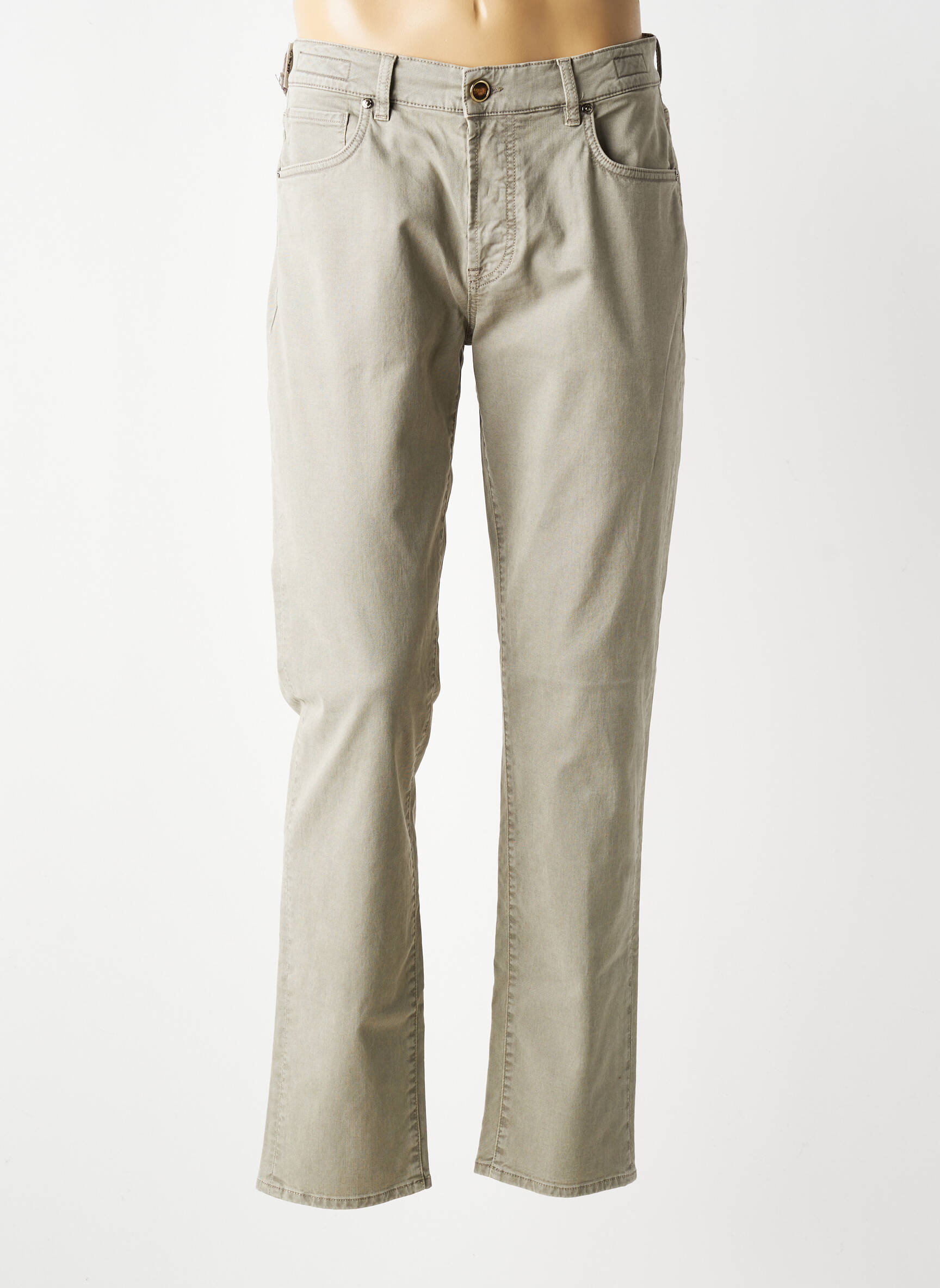 Jeans coupe slim fermeture boutonnée sur le devant taille normale beige BARMAS homme