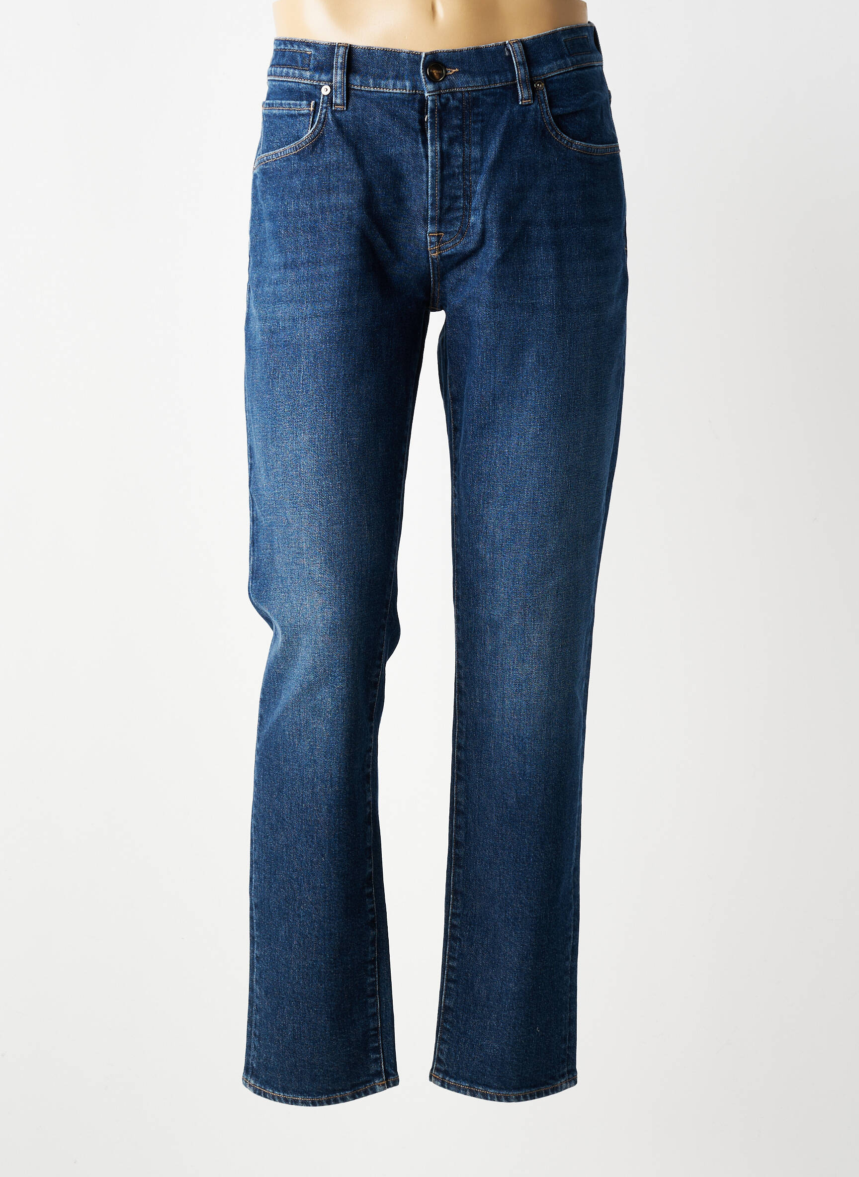 Jeans coupe slim fermeture boutonnée sur le devant taille normale bleu fonce BARMAS homme