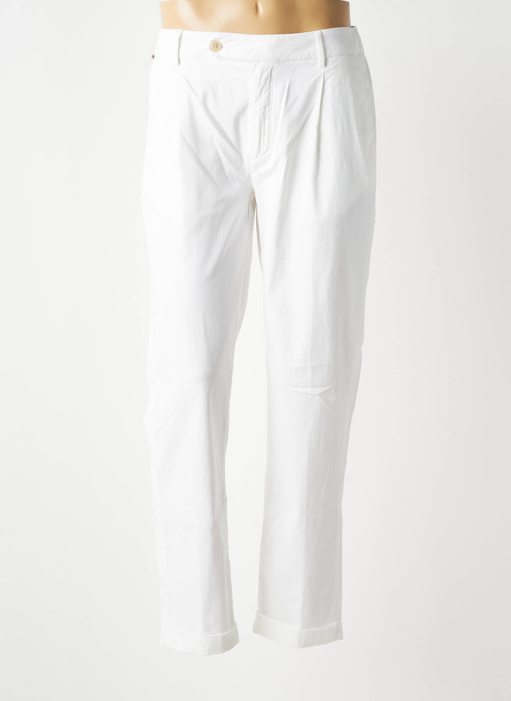 Pantalon chino tissage popeline taille normale blanc BARMAS homme