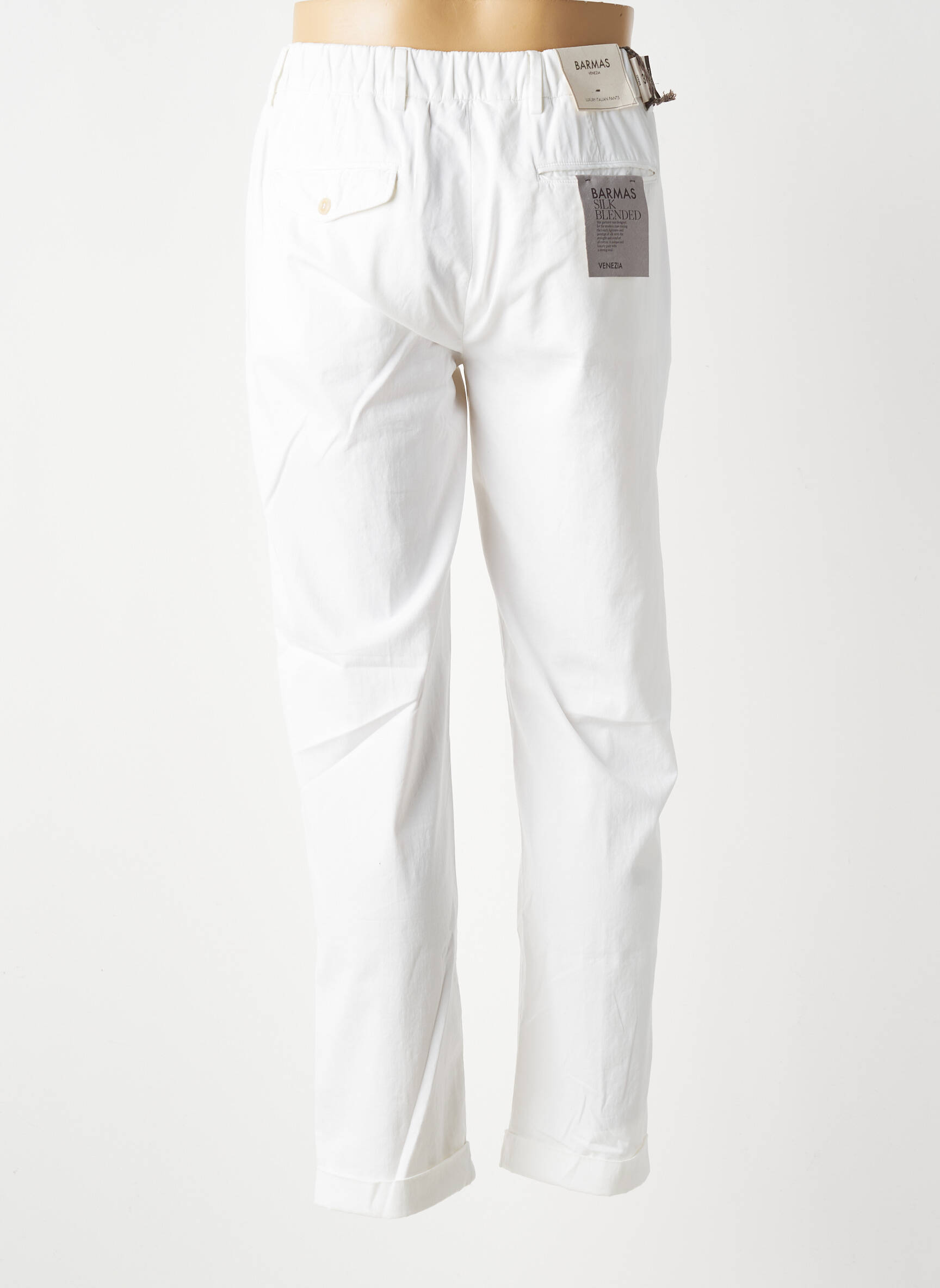 Pantalon chino tissage popeline taille normale blanc BARMAS homme