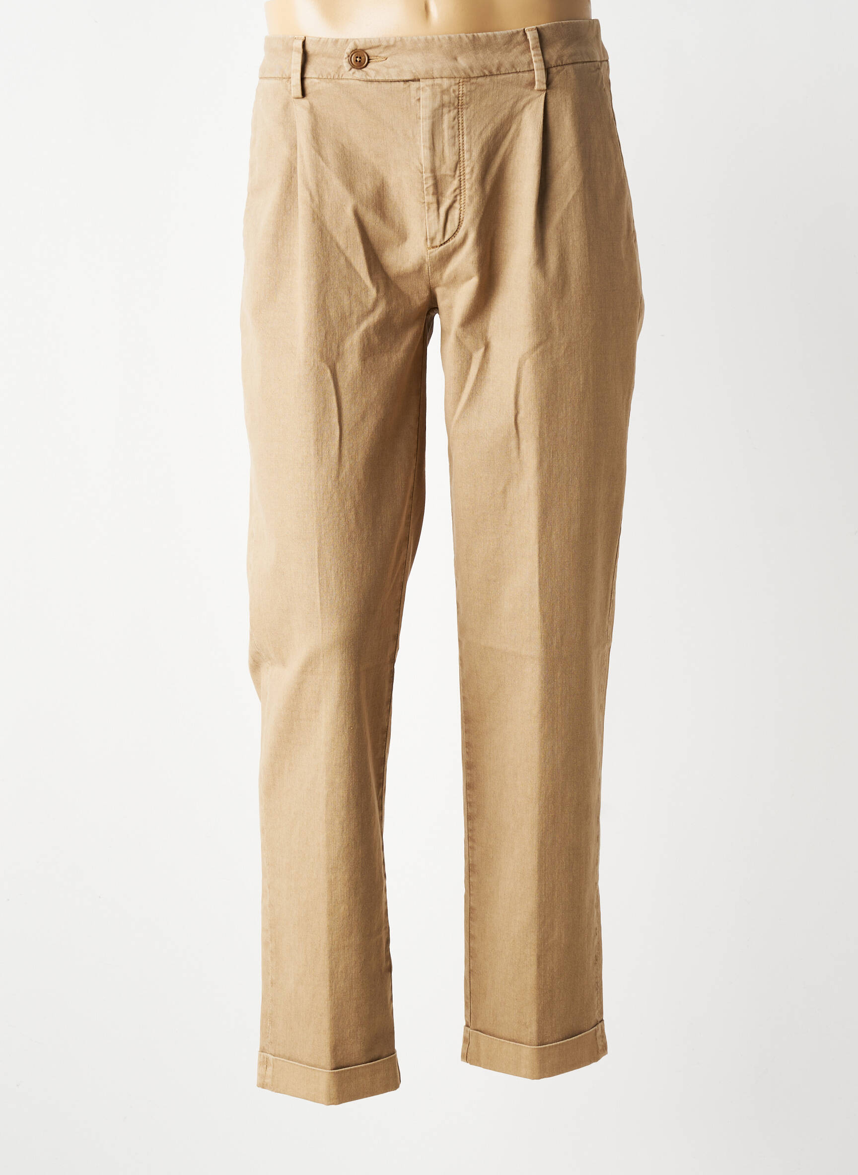 Pantalon chino tissage popeline taille normale marron BARMAS homme