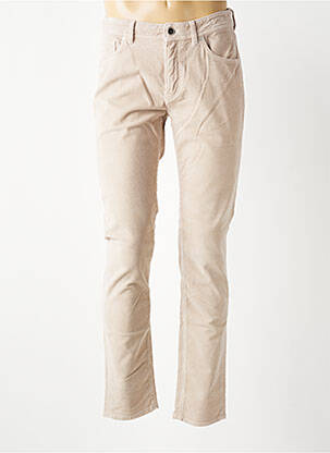 Pantalon slim fermeture zippée sous rabat boutonné beige BARMAS homme