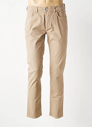 Pantalon slim fermeture zippée sous rabat boutonné beige BARMAS homme