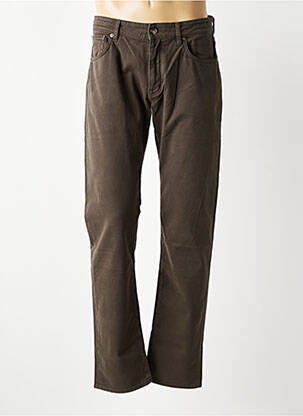 Pantalon slim fermeture zippée sous rabat boutonné marron BARMAS homme