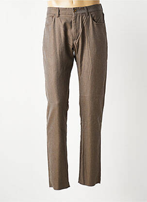 Pantalon slim fermeture zippée sous rabat boutonné marron BARMAS homme