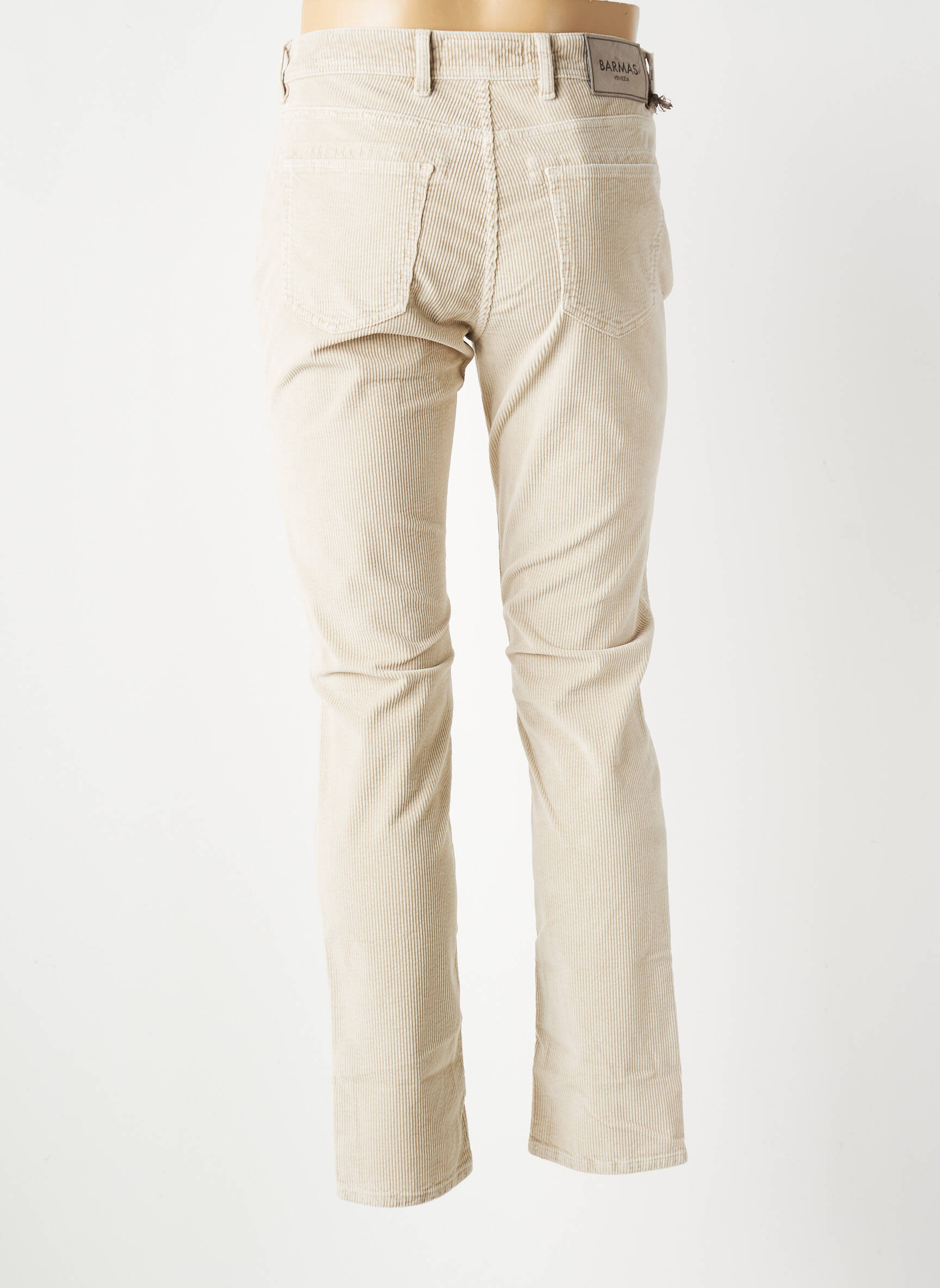 Pantalon slim fermeture zippée sous rabat boutonné beige BARMAS homme