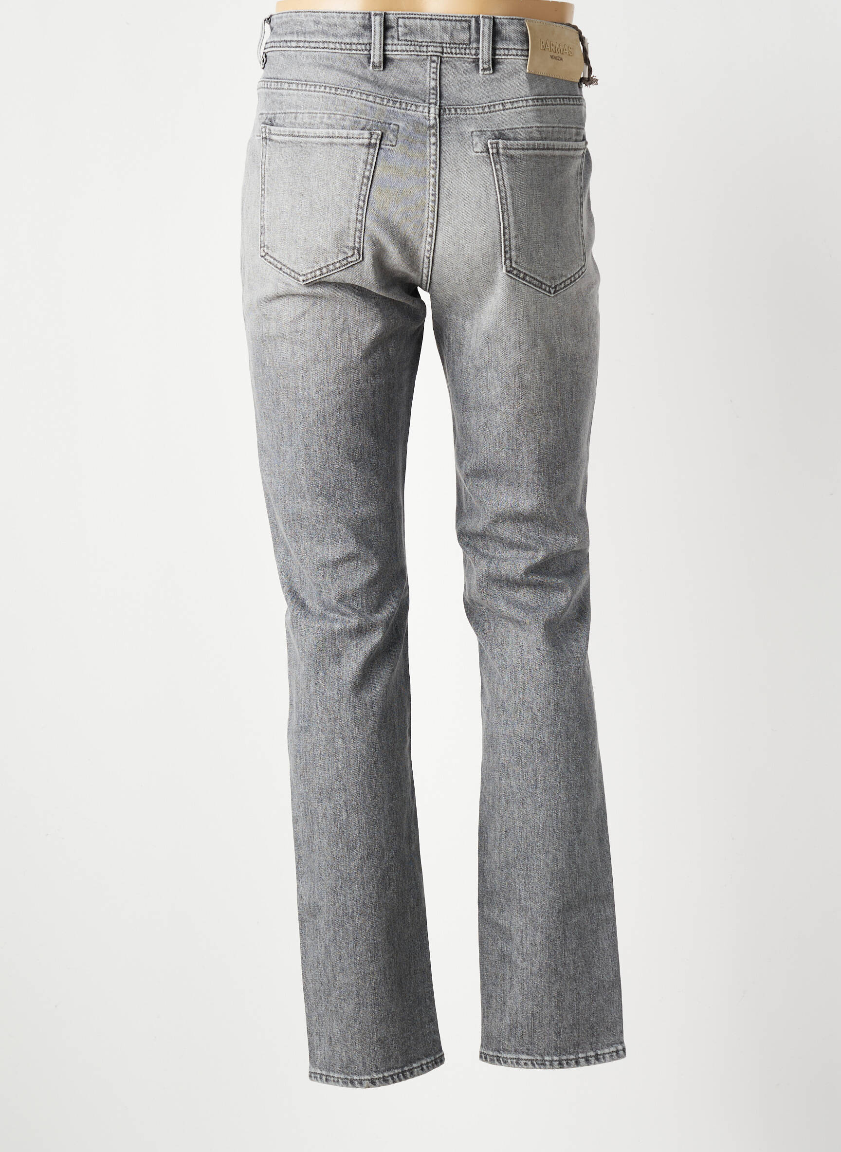 Jeans coupe slim fermeture zippée sous rabat boutonné gris BARMAS homme
