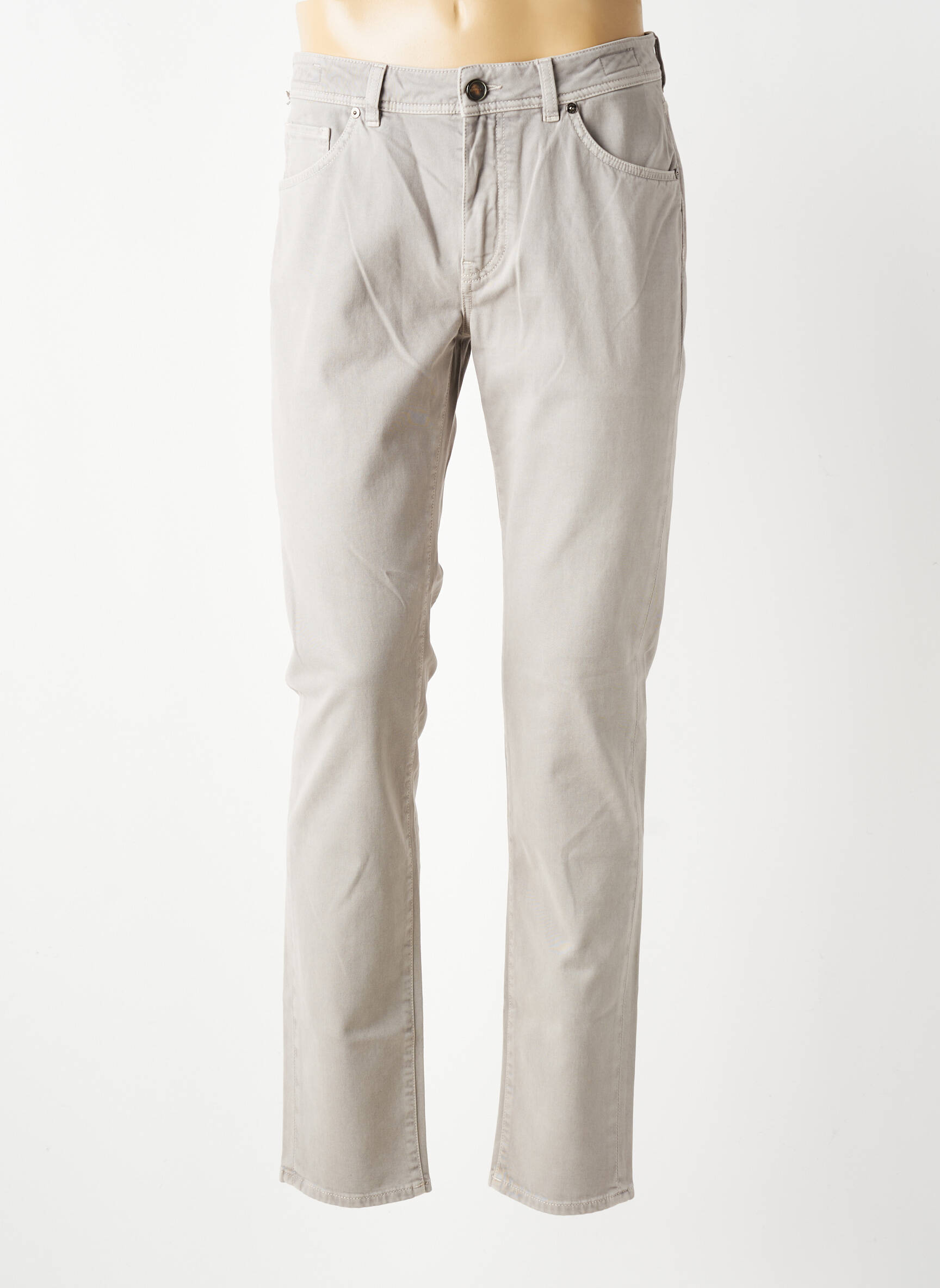 Pantalon slim fermeture zippée sous rabat boutonné gris BARMAS homme