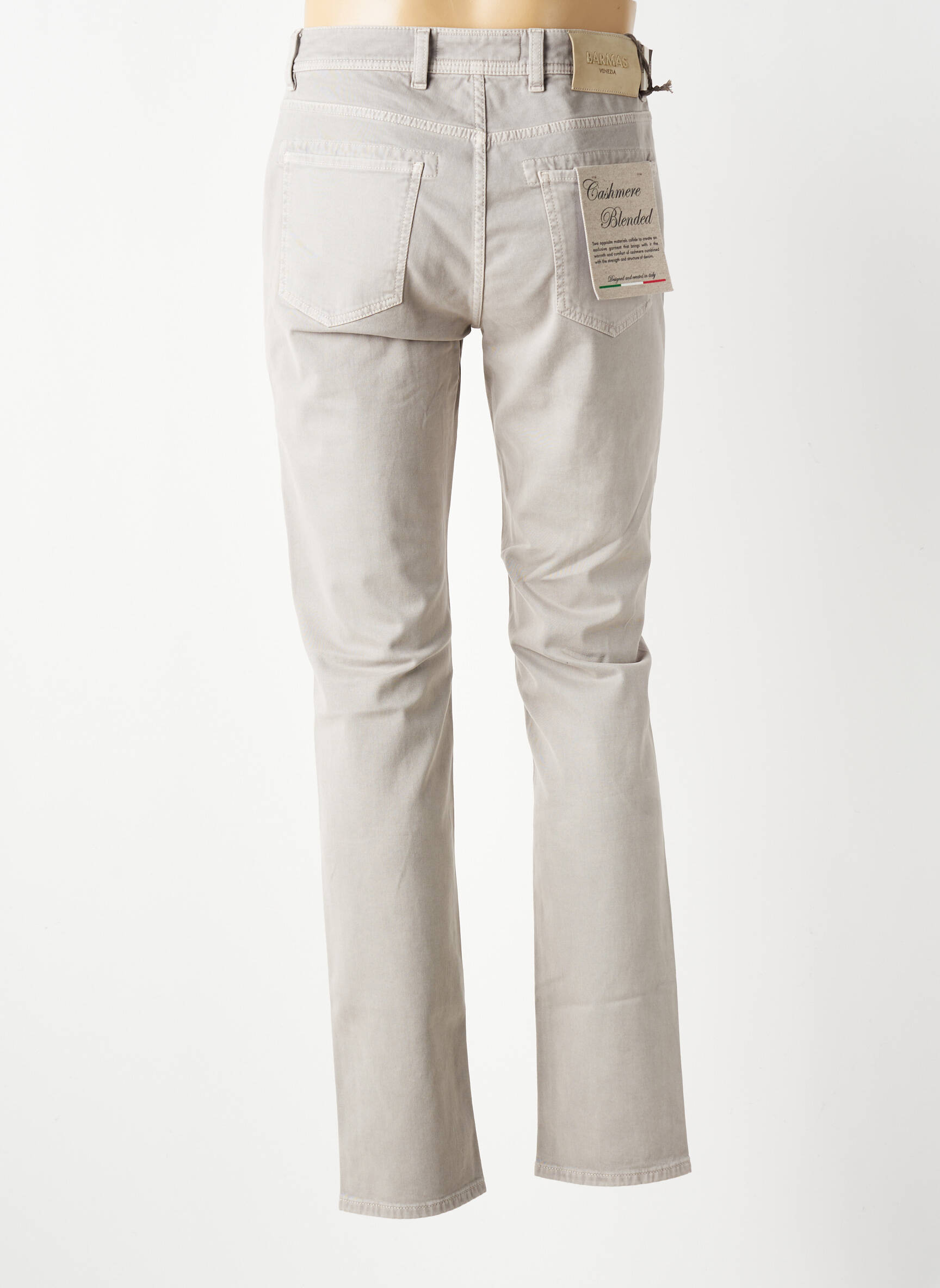 Pantalon slim fermeture zippée sous rabat boutonné gris BARMAS homme