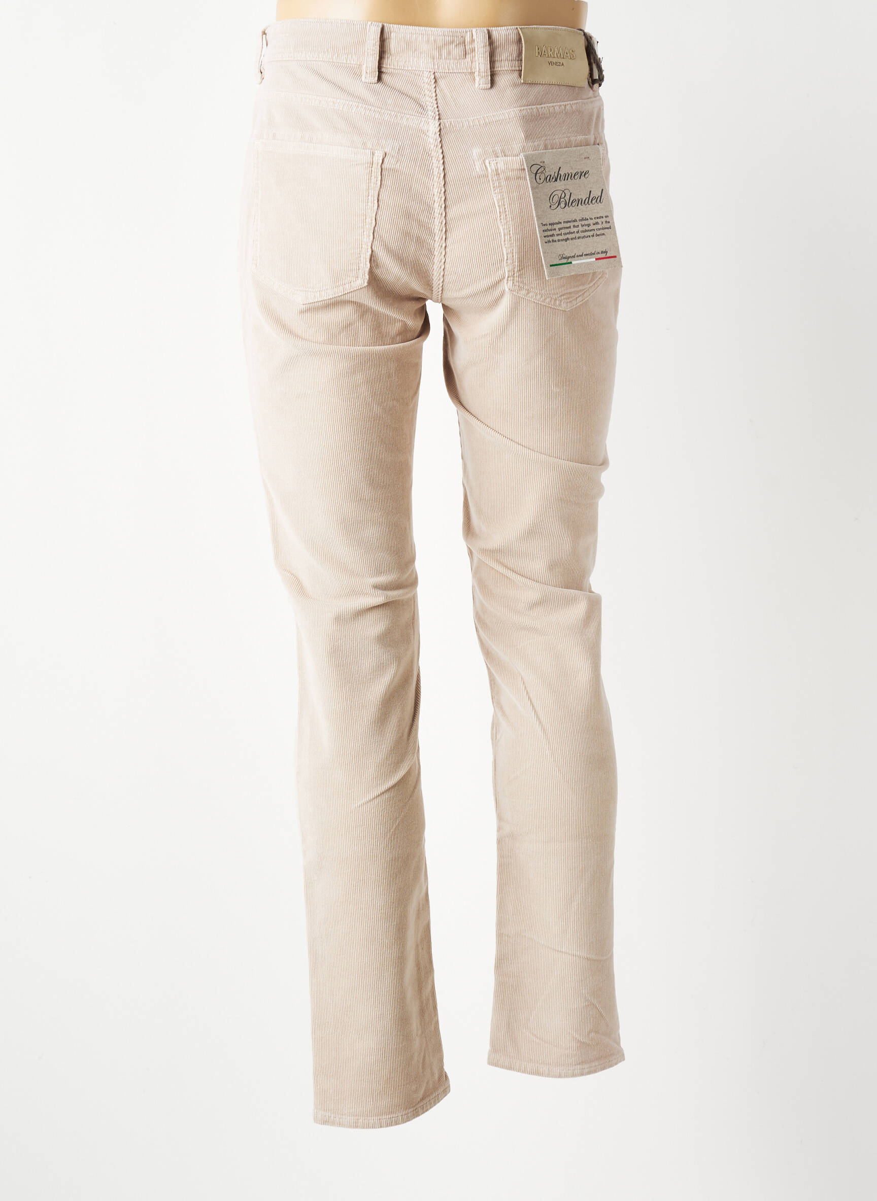 Pantalon slim fermeture zippée sous rabat boutonné beige BARMAS homme
