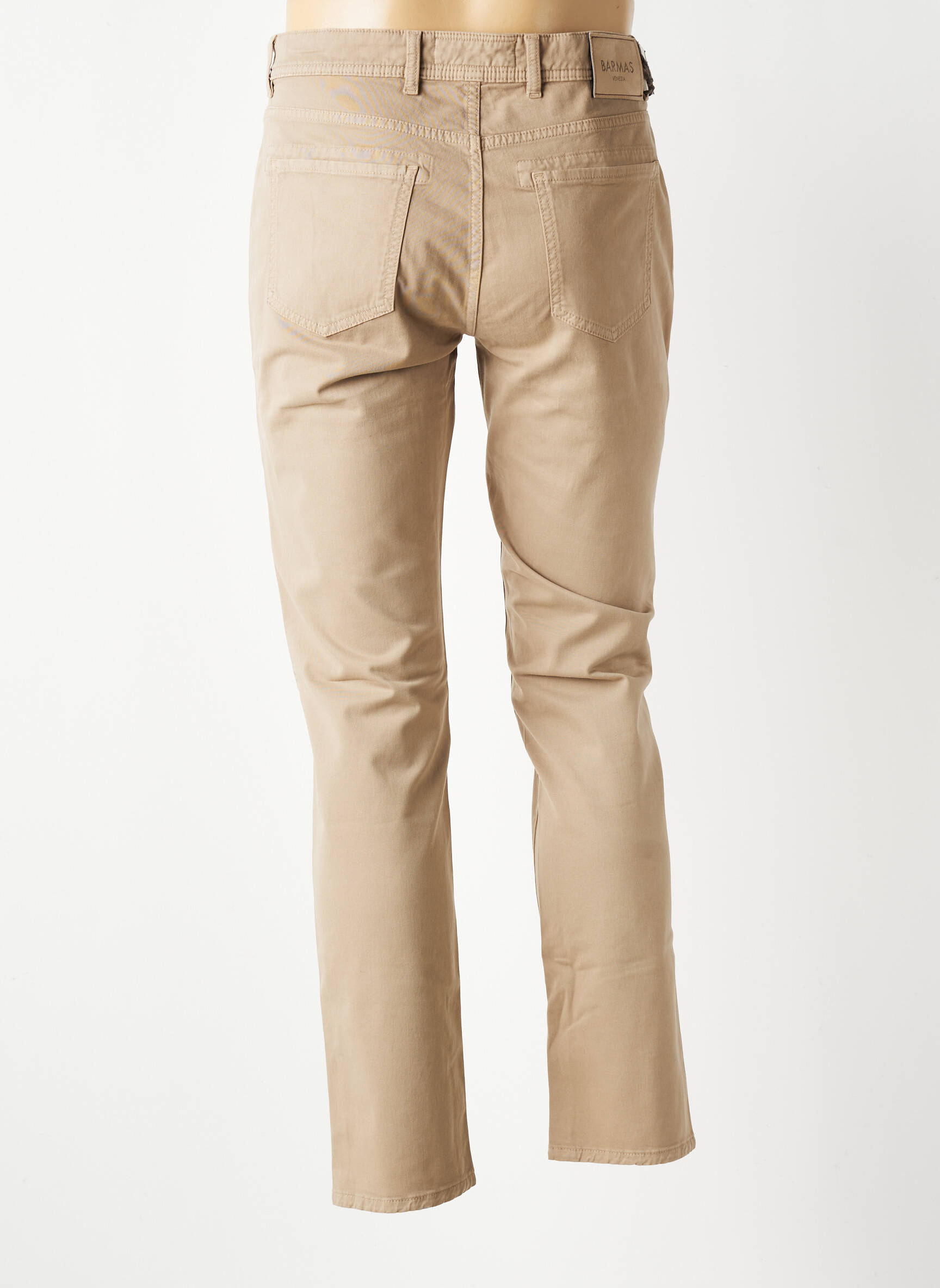 Pantalon slim fermeture zippée sous rabat boutonné beige BARMAS homme