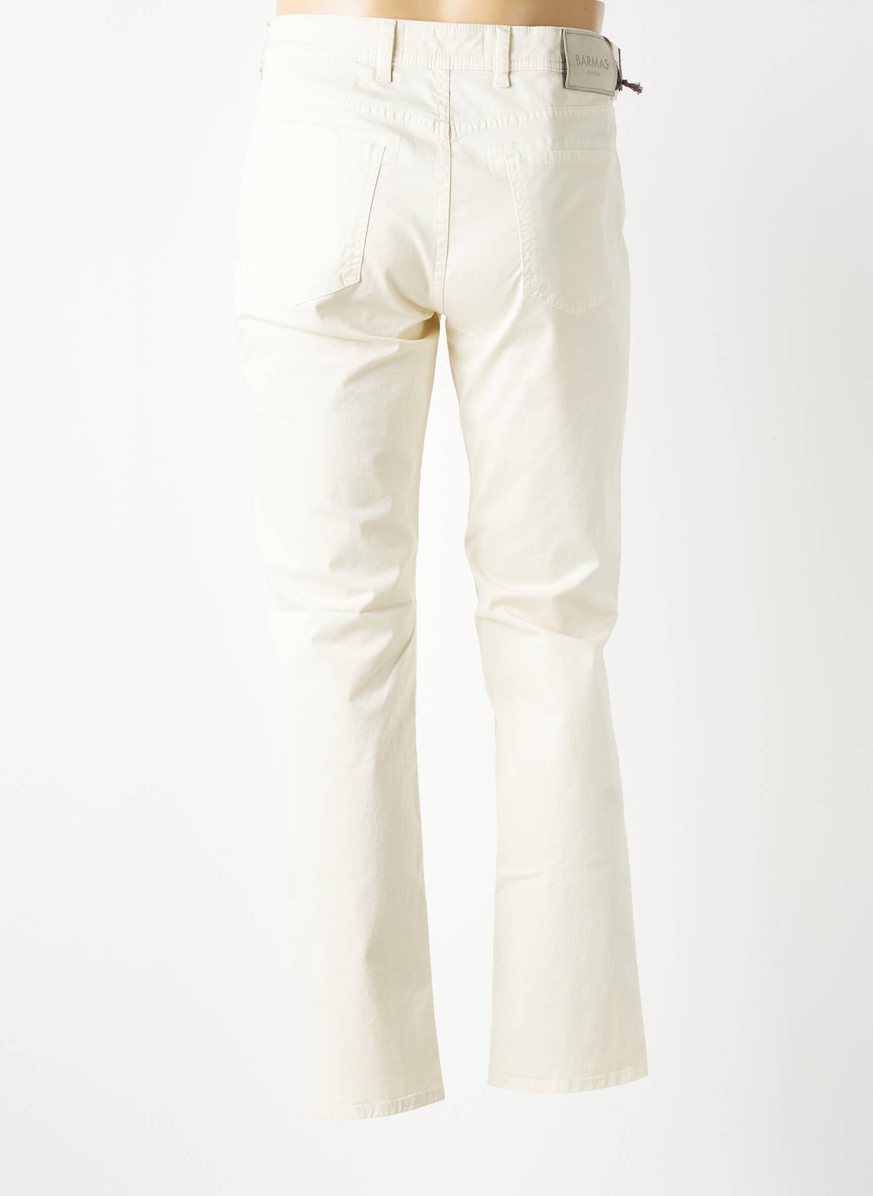 Pantalon slim fermeture zippée sous rabat boutonné beige BARMAS homme