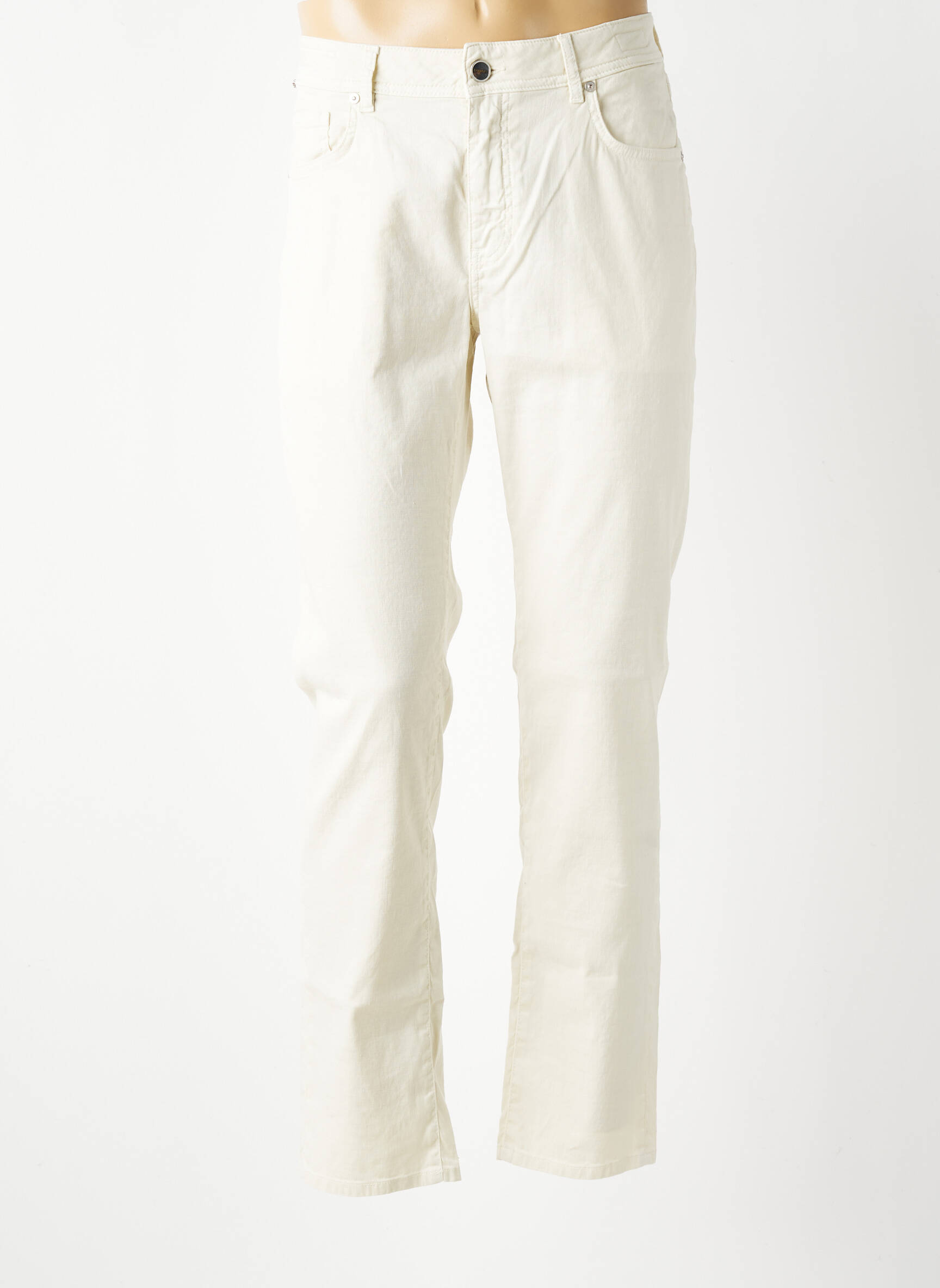 Pantalon slim fermeture zippée sous rabat boutonné beige BARMAS homme