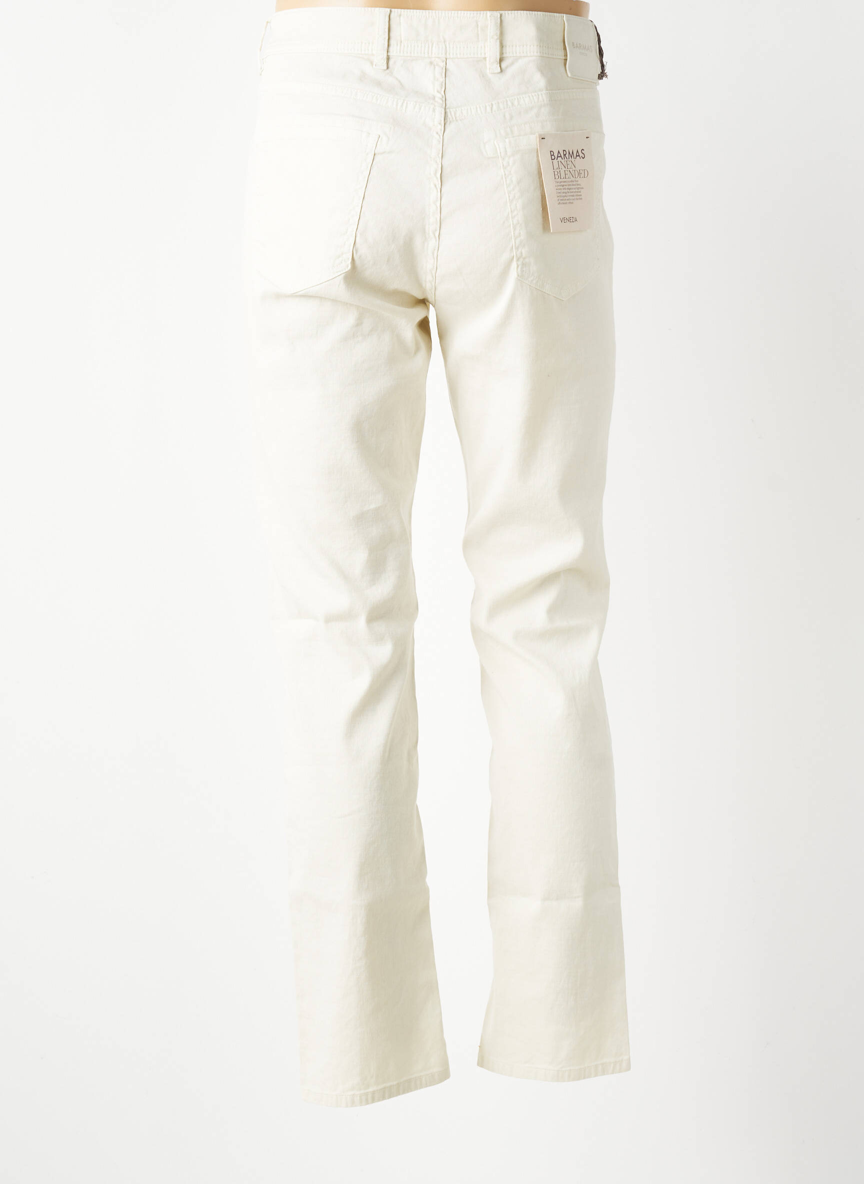 Pantalon slim fermeture zippée sous rabat boutonné beige BARMAS homme