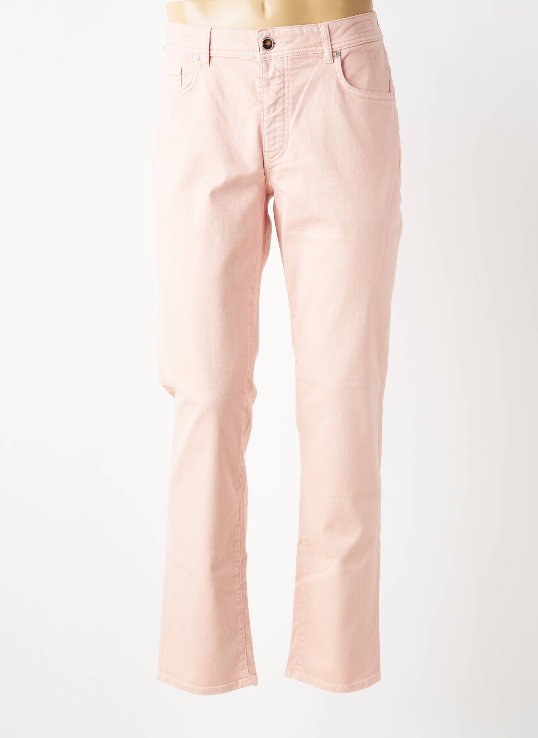 Pantalon slim fermeture zippée sous rabat boutonné rose BARMAS homme
