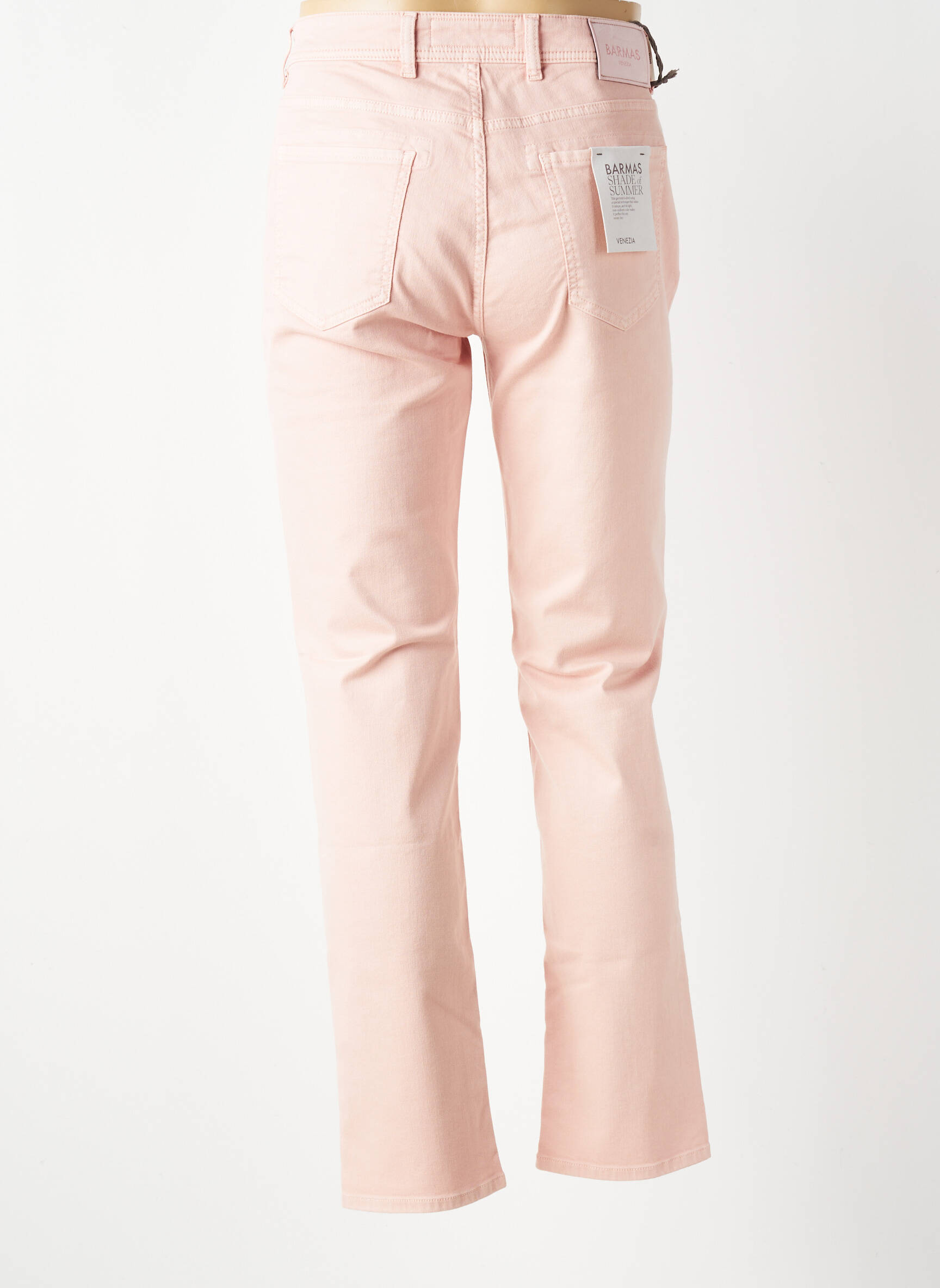 Pantalon slim fermeture zippée sous rabat boutonné rose BARMAS homme