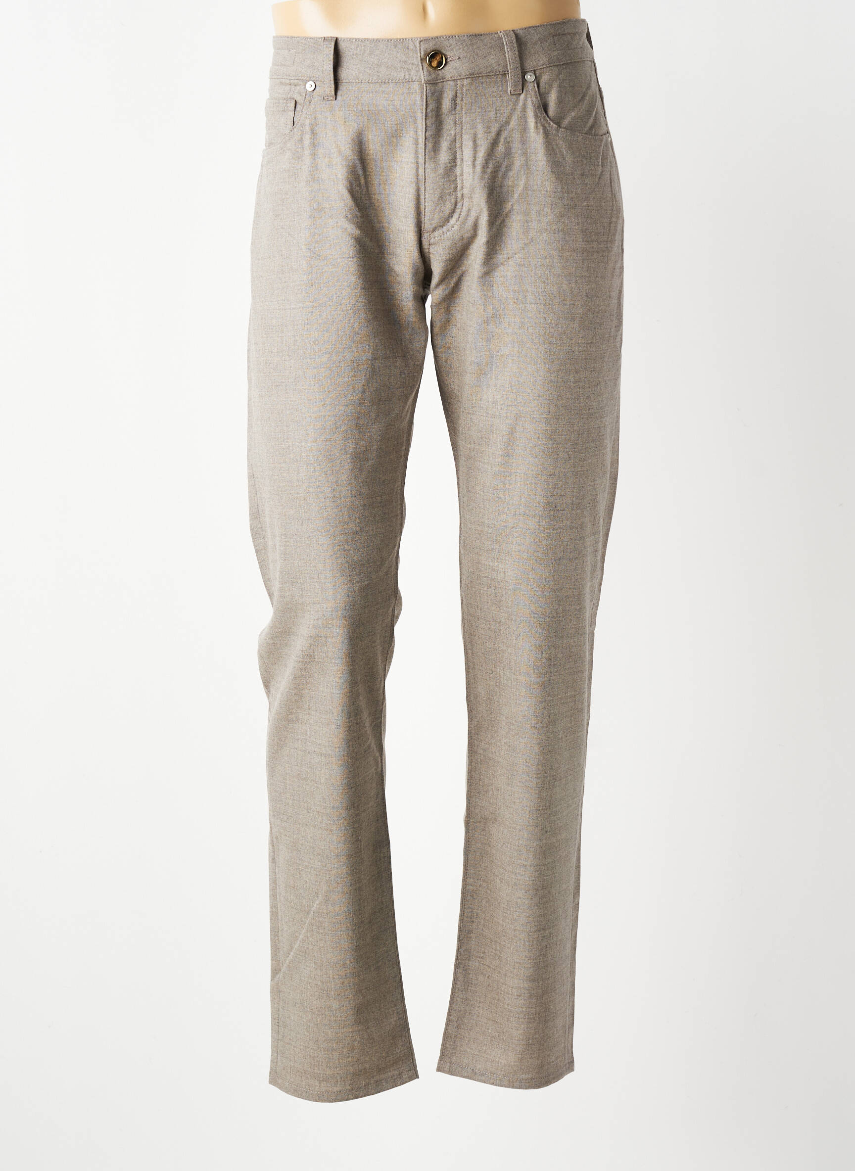 Pantalon slim fermeture zippée sous rabat boutonné beige BARMAS homme