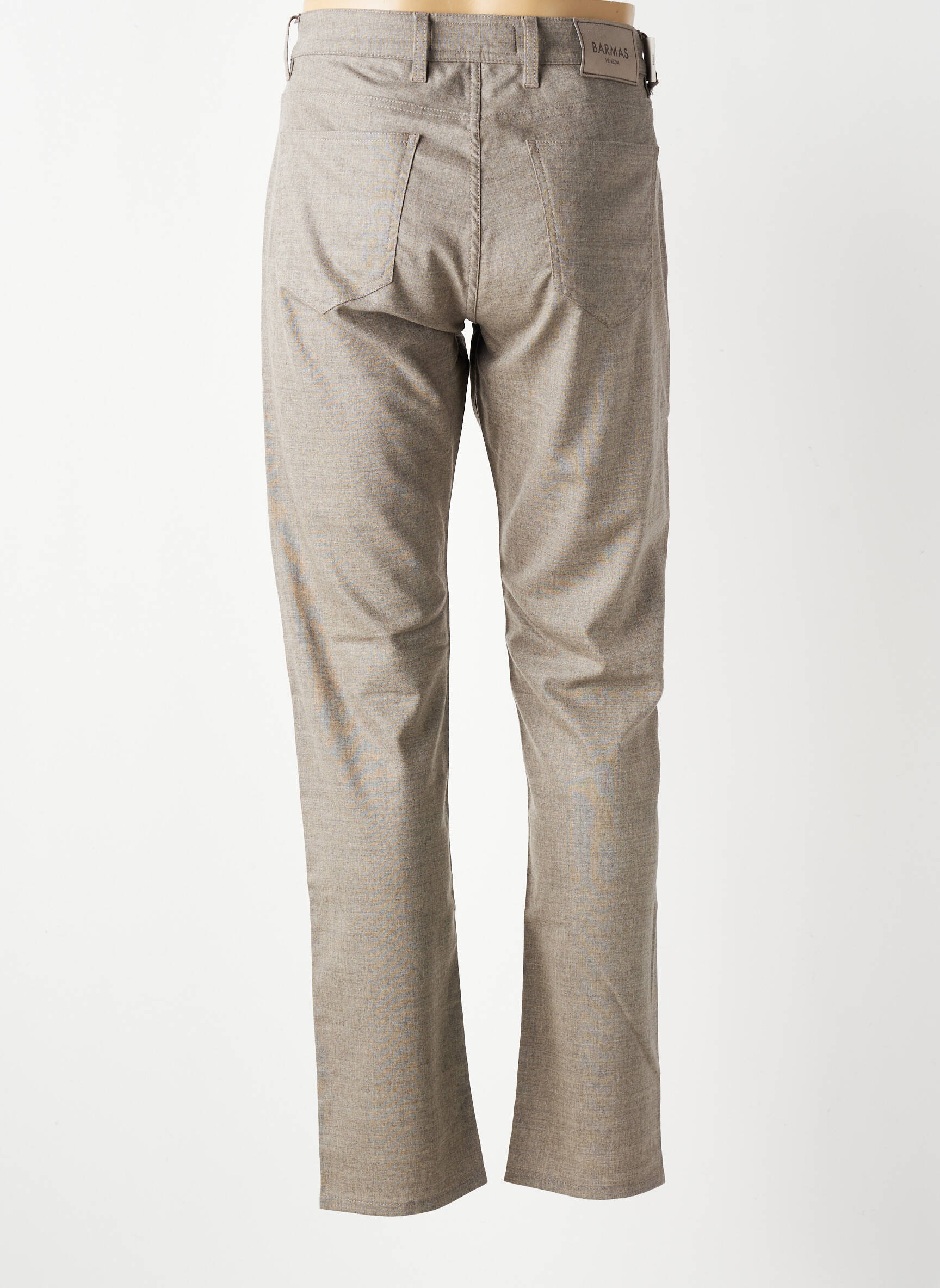 Pantalon slim fermeture zippée sous rabat boutonné beige BARMAS homme
