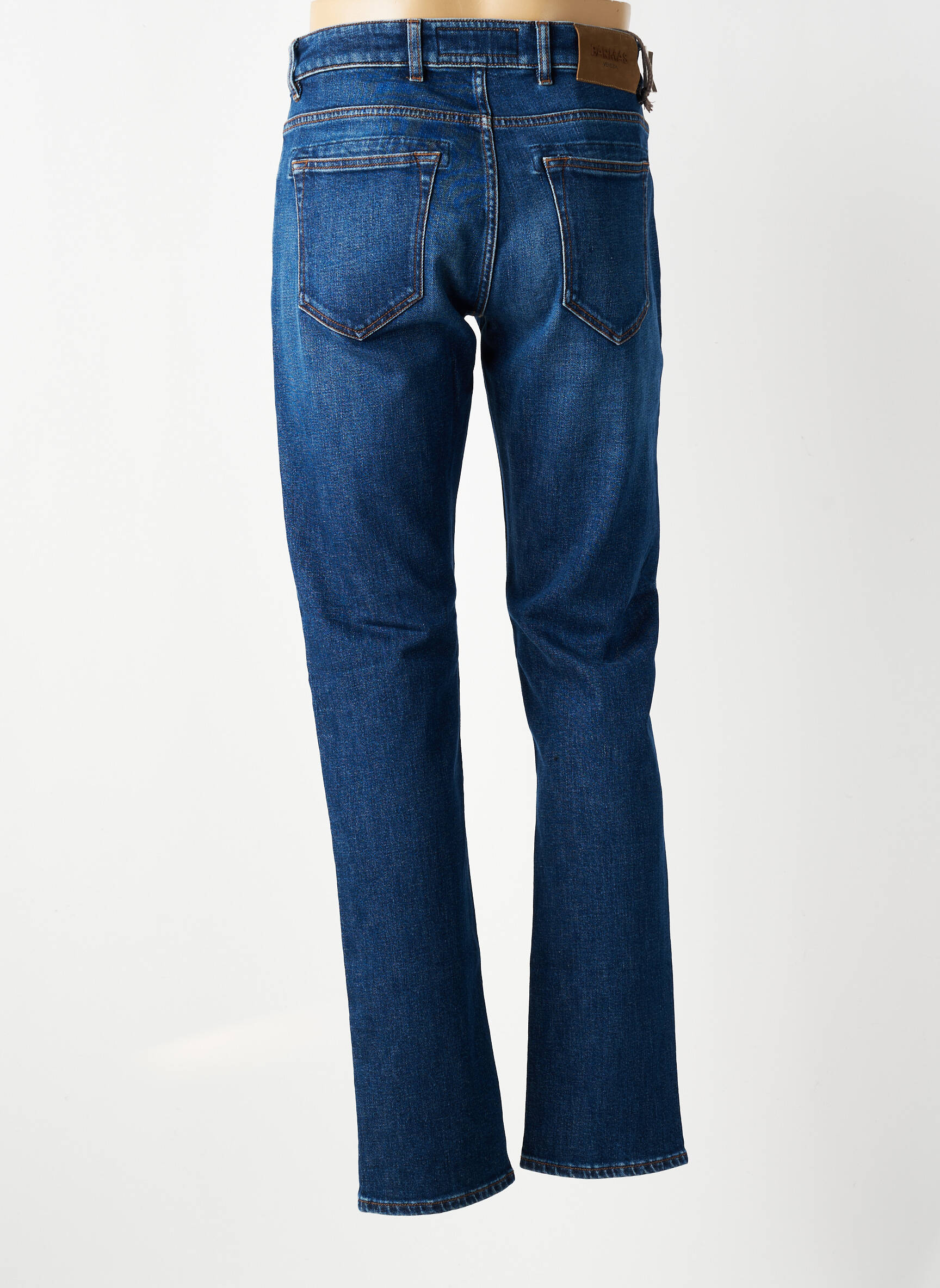 Jeans coupe slim fermeture zippée sous rabat boutonné bleu BARMAS homme