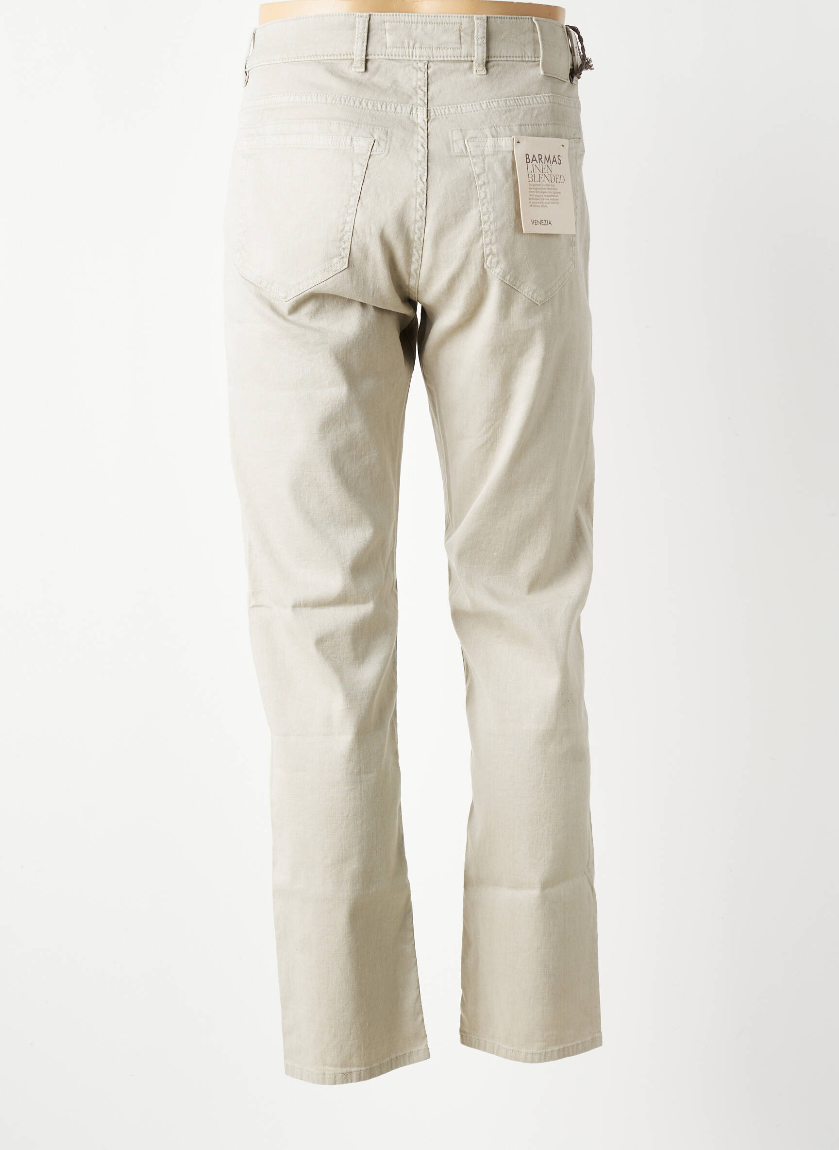 Pantalon slim fermeture zippée sous rabat boutonné beige BARMAS homme