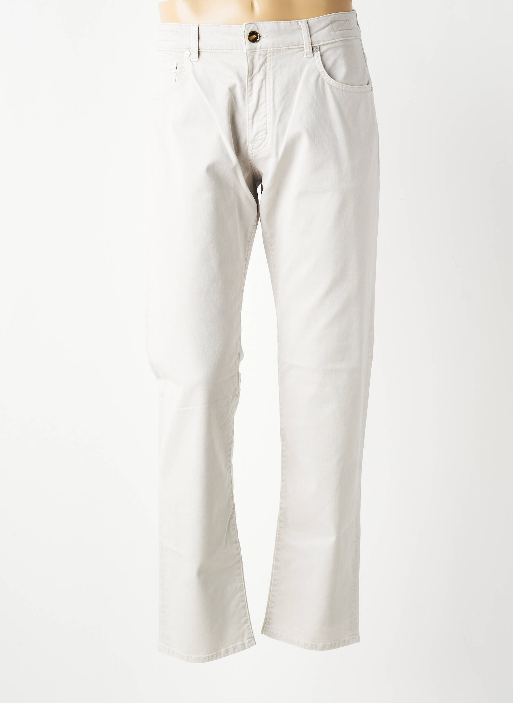 Pantalon slim fermeture zippée sous rabat boutonné beige BARMAS homme