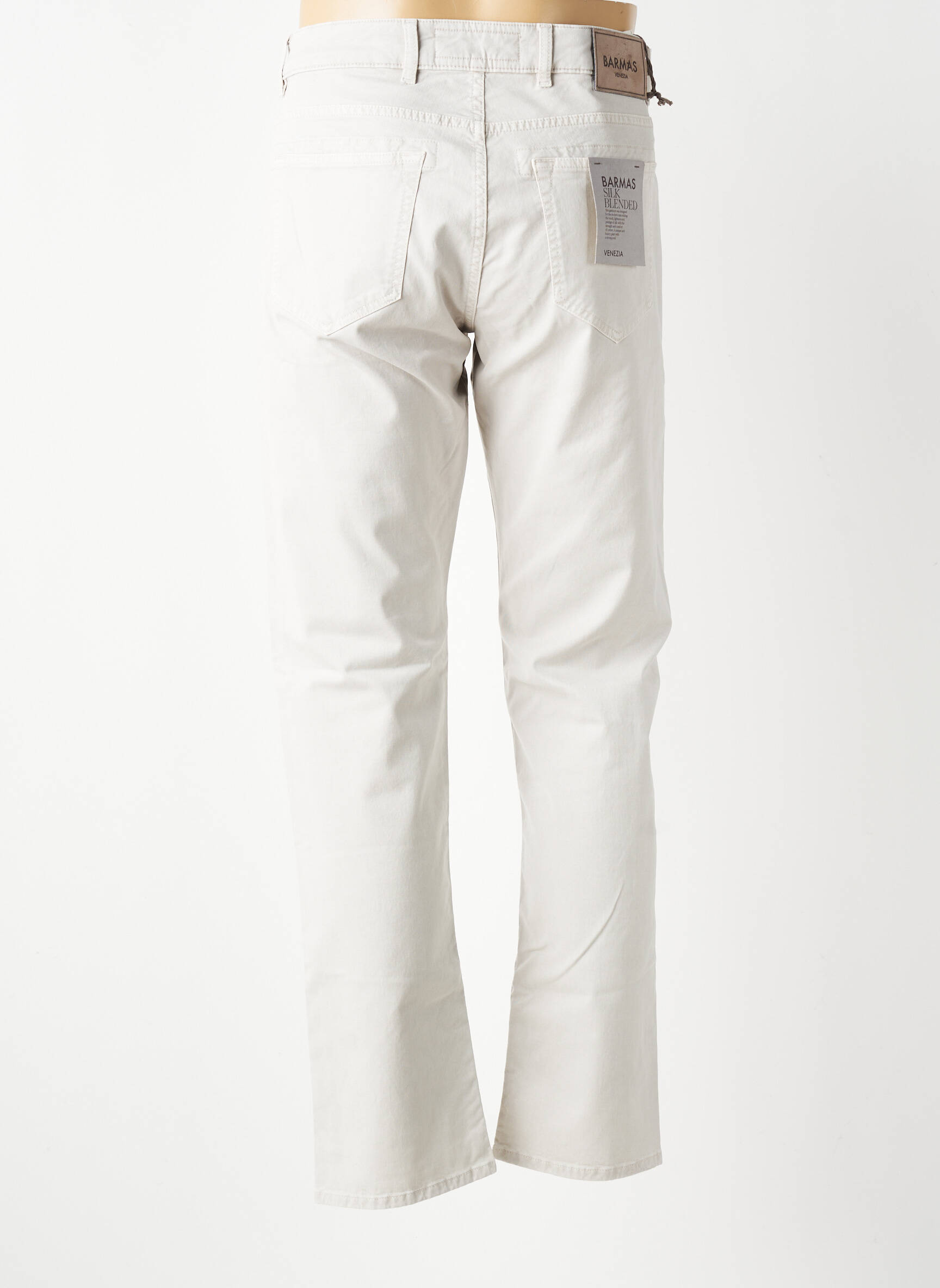 Pantalon slim fermeture zippée sous rabat boutonné beige BARMAS homme