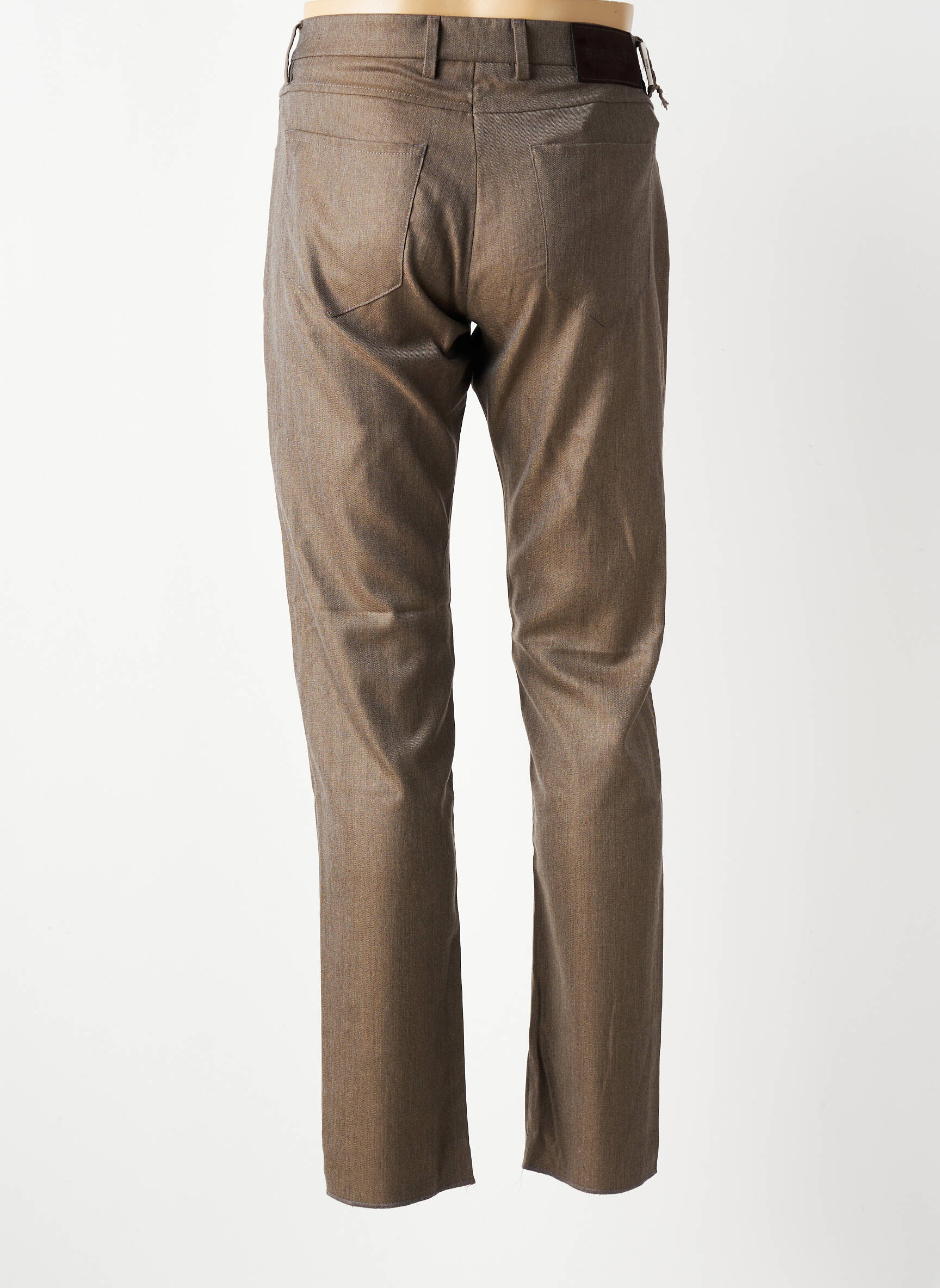 Pantalon slim fermeture zippée sous rabat boutonné marron BARMAS homme