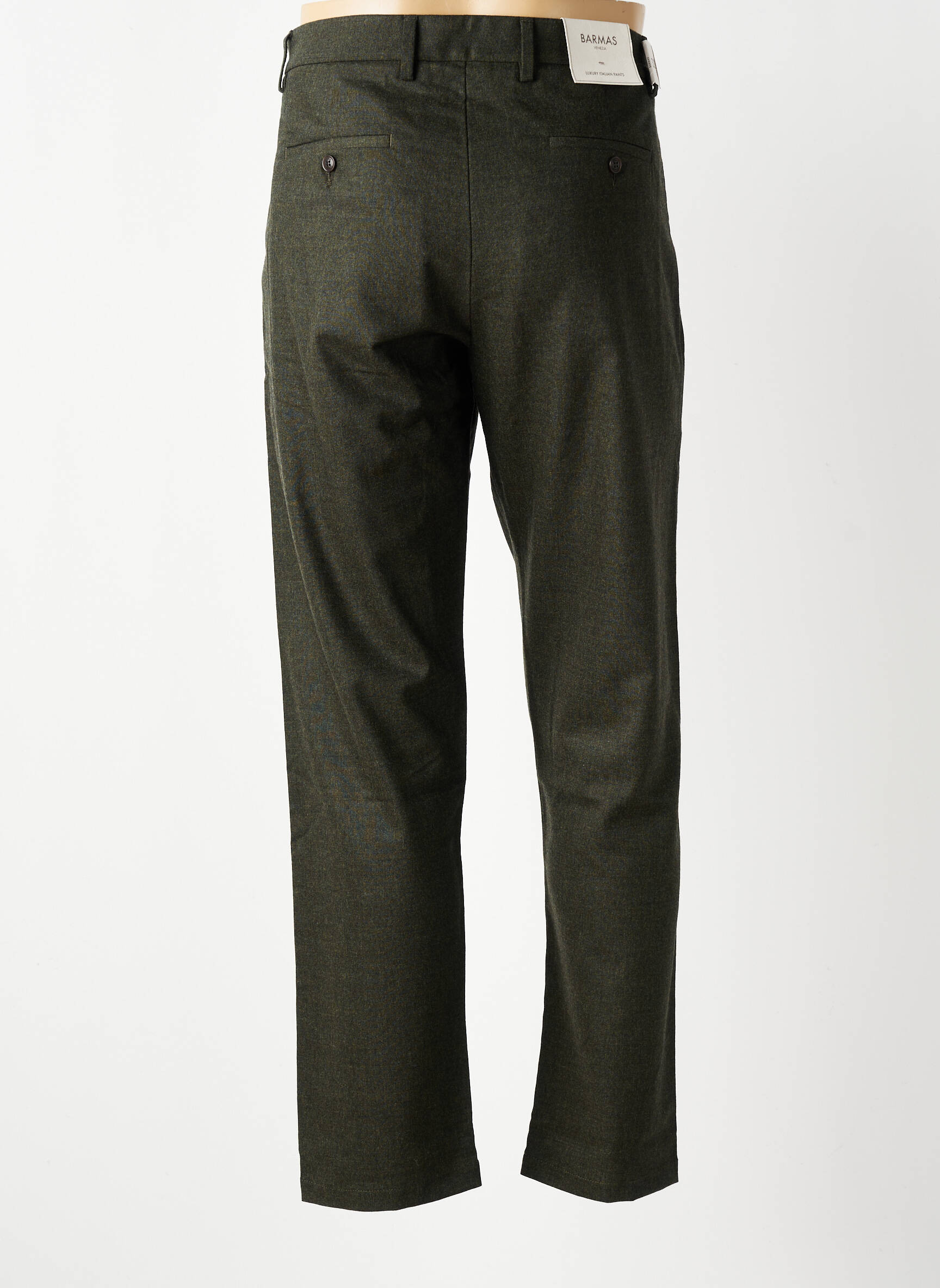 Pantalon slim fermeture zippée sous rabat avec crochet vert BARMAS homme