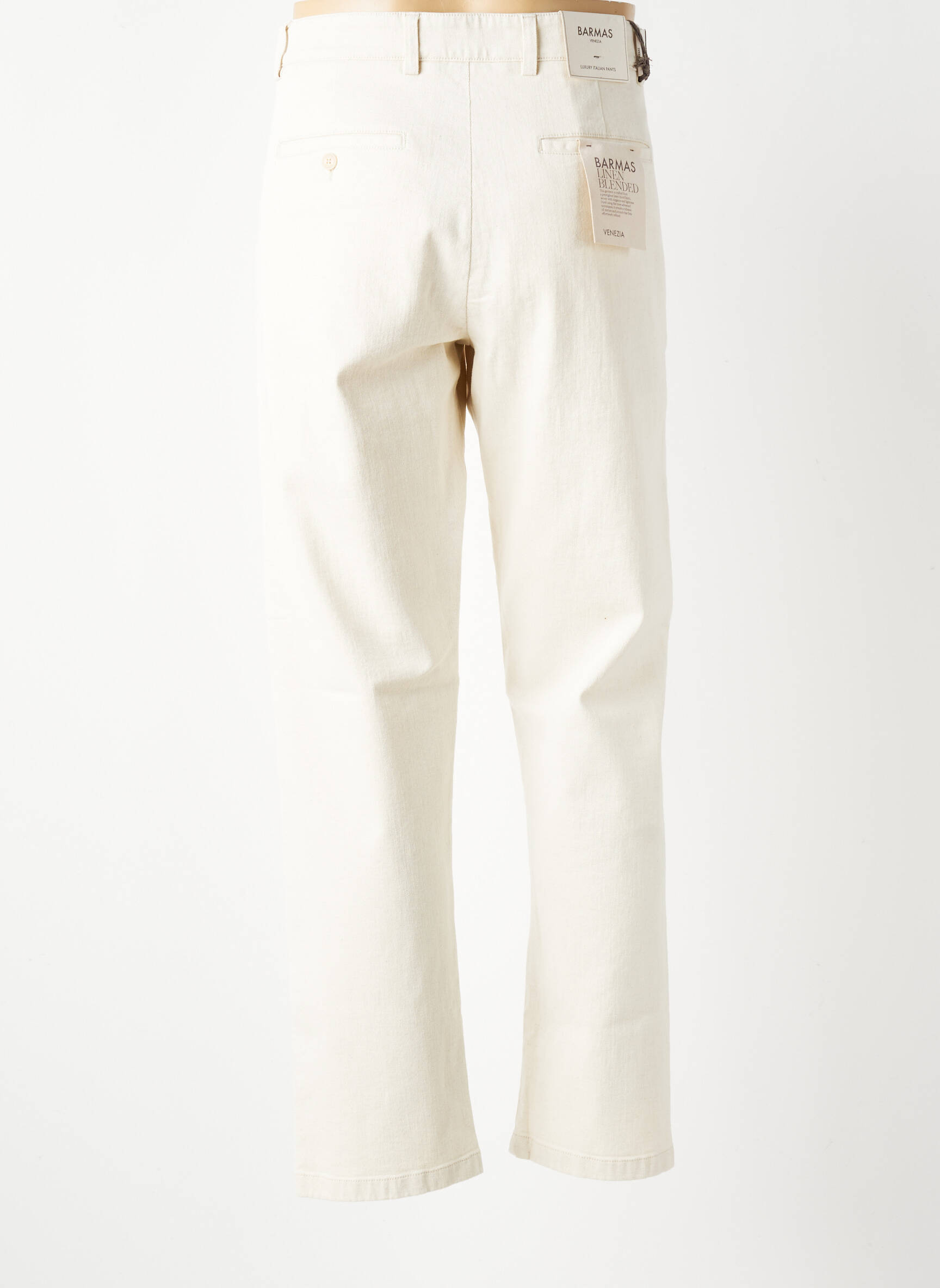 Pantalon slim fermeture zippée sous rabat boutonné beige BARMAS homme